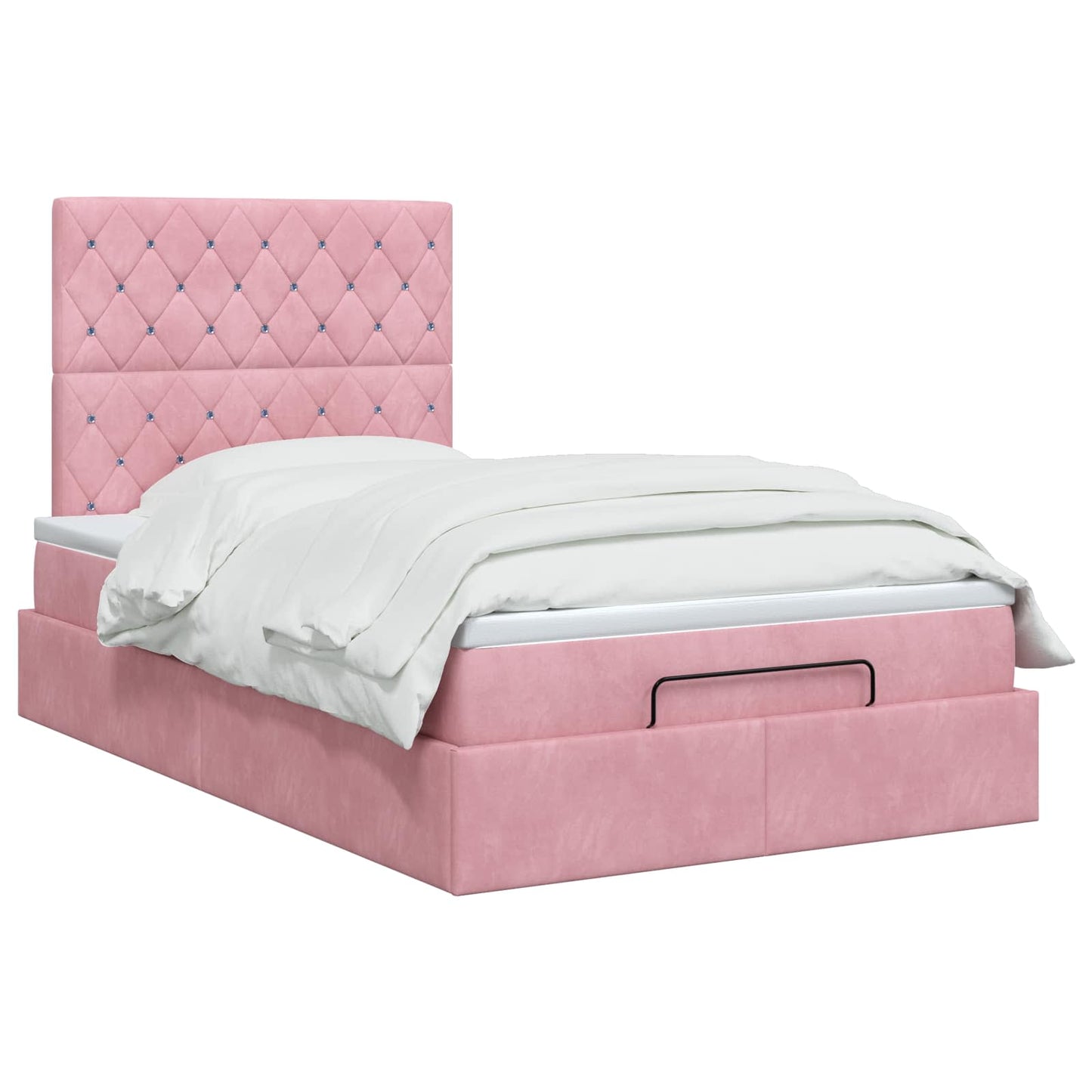vidaXL Κρεβάτι Ottoman με στρώμα με κεφαλάρι Ροζ 120 x 190 cm Βελούδο