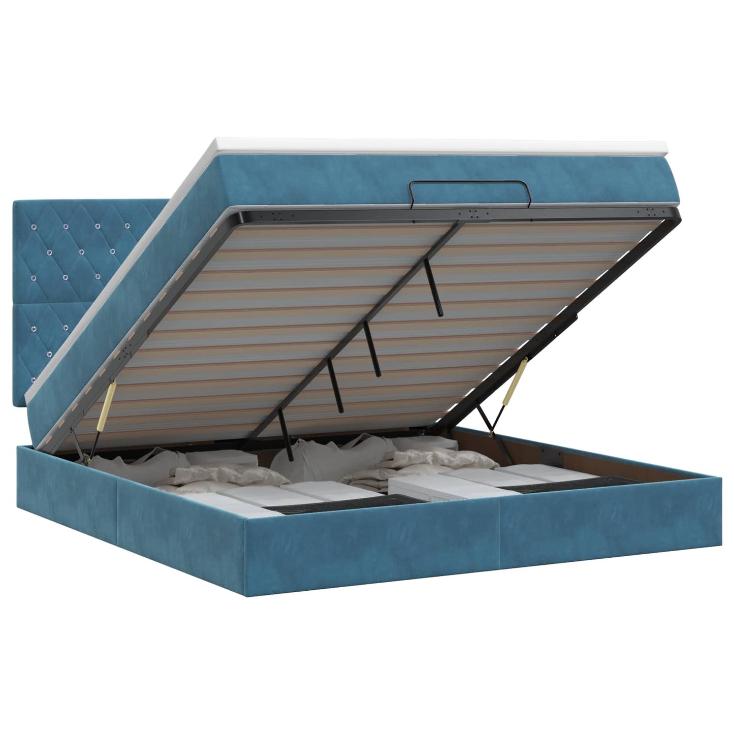 vidaXL Κρεβάτι Ottoman με στρώμα Σκούρο Μπλε 140 x 190 cm Βελούδο