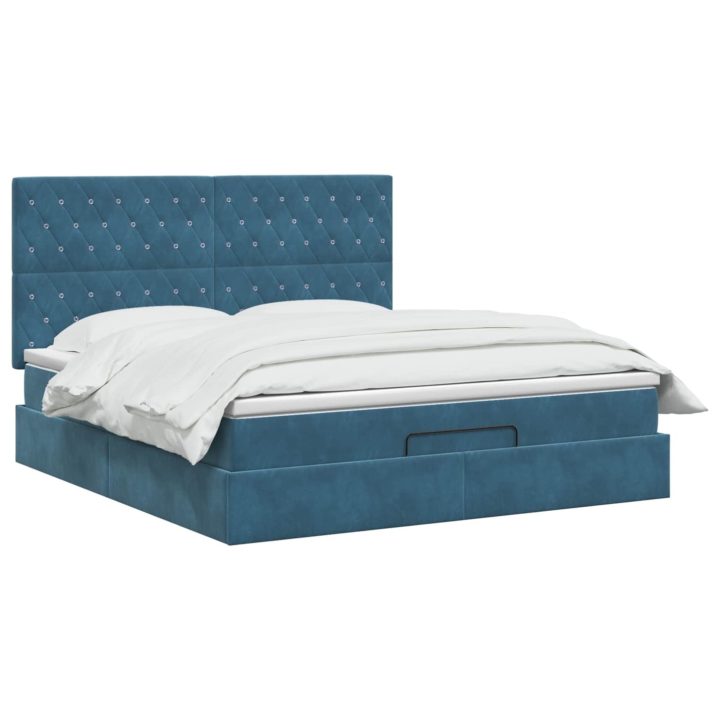 vidaXL Κρεβάτι Ottoman με στρώμα Σκούρο Μπλε 140 x 190 cm Βελούδο