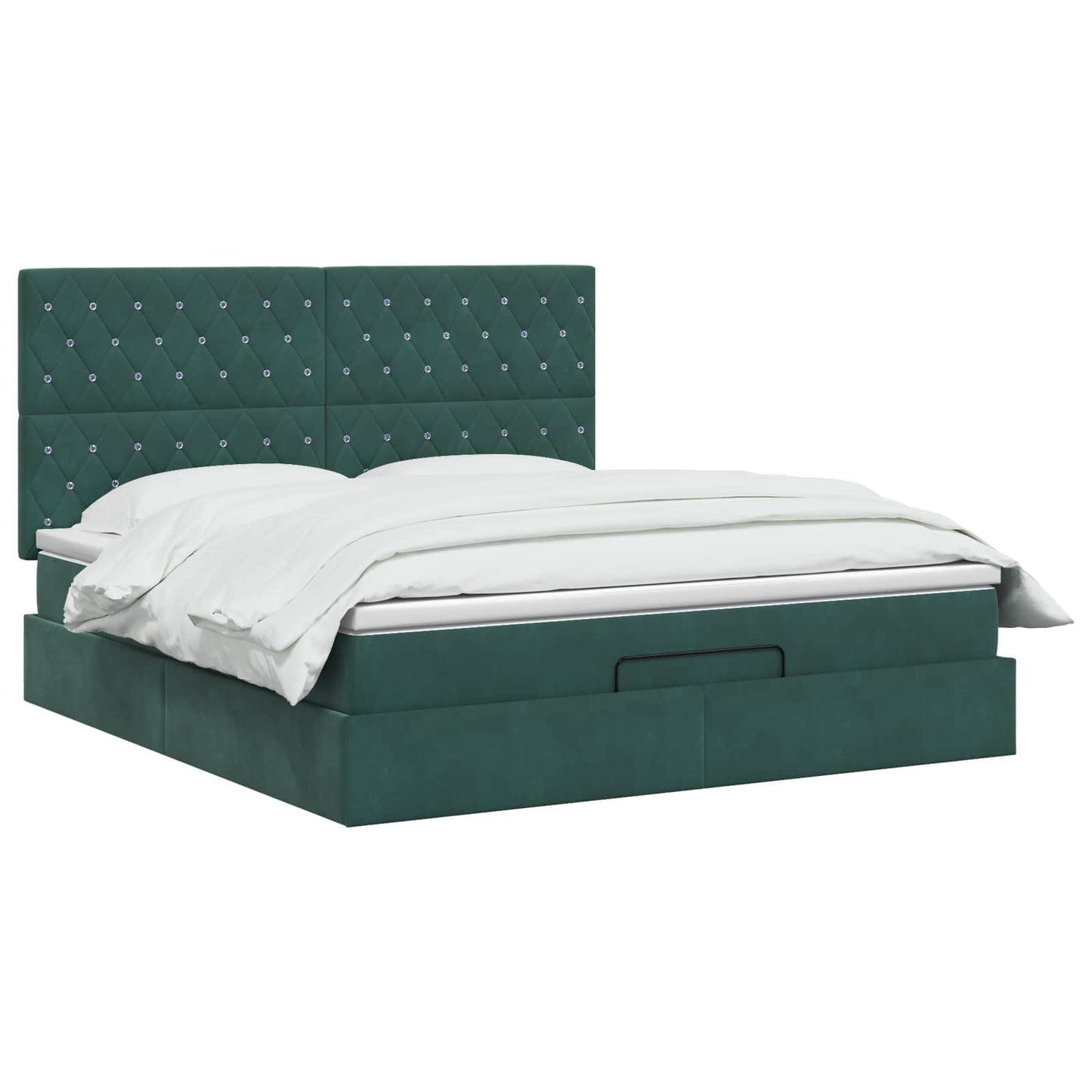 vidaXL Κρεβάτι Ottoman με στρώμα Σκούρο Πράσινο 140 x 200 cm Βελούδο