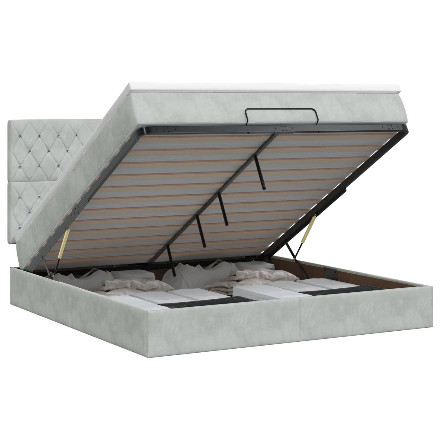 vidaXL Κρεβάτι Ottoman με στρώμα Ανοιχτό γκρι 160 x 200 cm Βελούδο