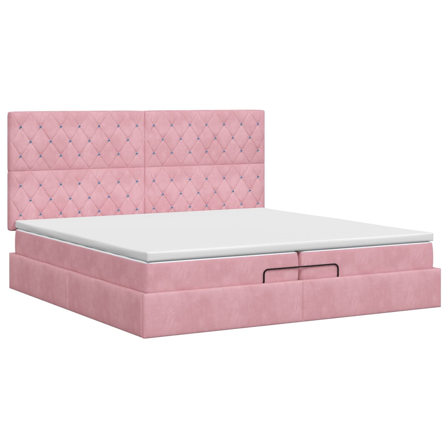 vidaXL Κρεβάτι Ottoman με στρώμα με κεφαλάρι Ροζ 200 x 200 cm Βελούδο