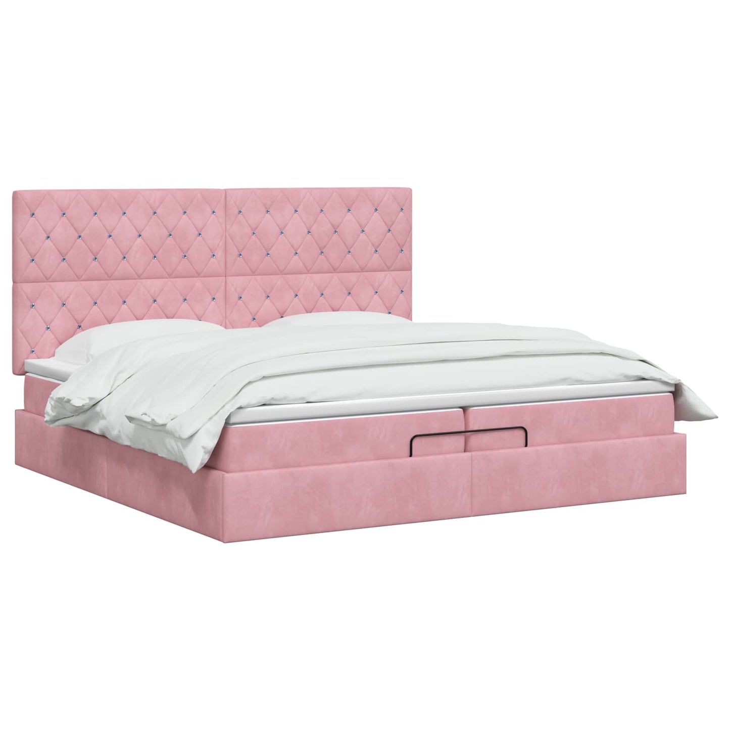 vidaXL Κρεβάτι Ottoman με στρώμα με κεφαλάρι Ροζ 200 x 200 cm Βελούδο