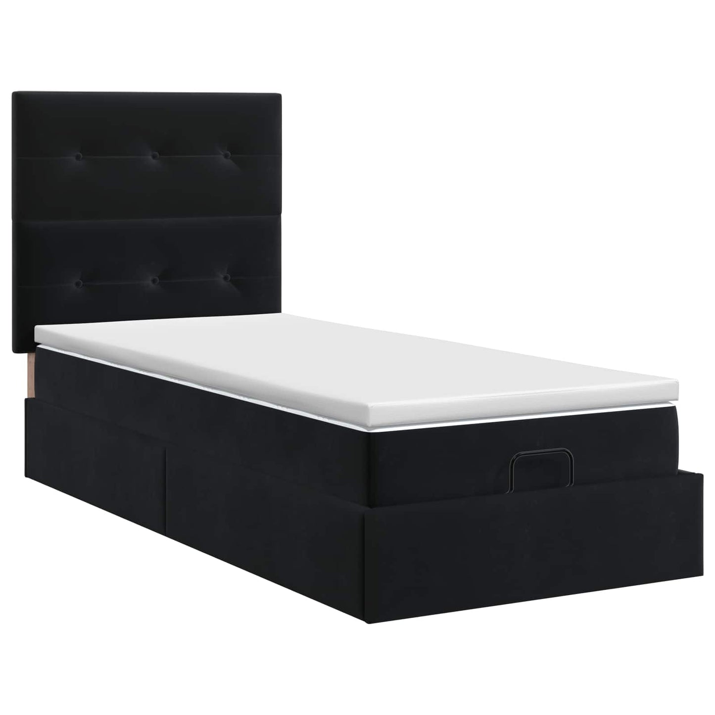 vidaXL Κρεβάτι Ottoman με στρώμα με κεφαλάρι Μαύρο 90 x 190 cm Βελούδο