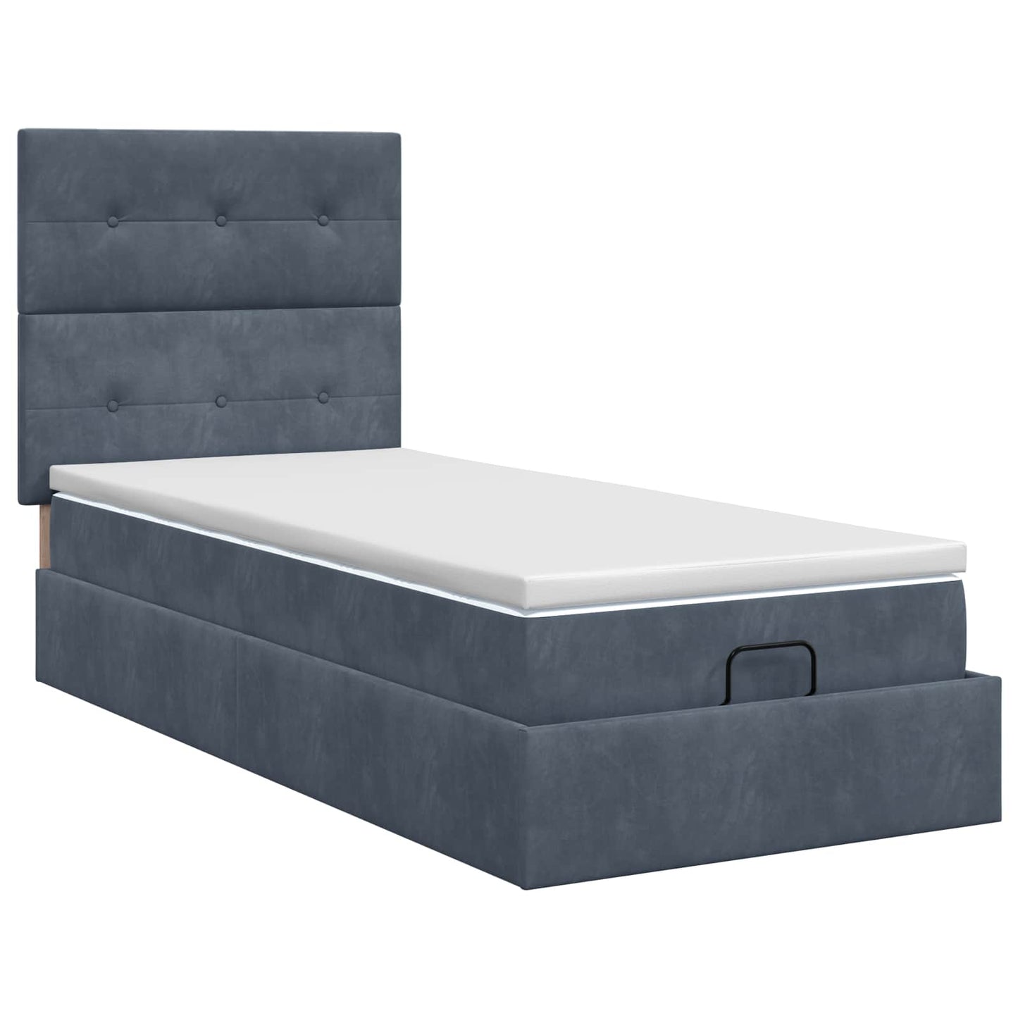 vidaXL Κρεβάτι Ottoman με στρώμα Σκούρο Γκρι 90 x 200 cm Βελούδο