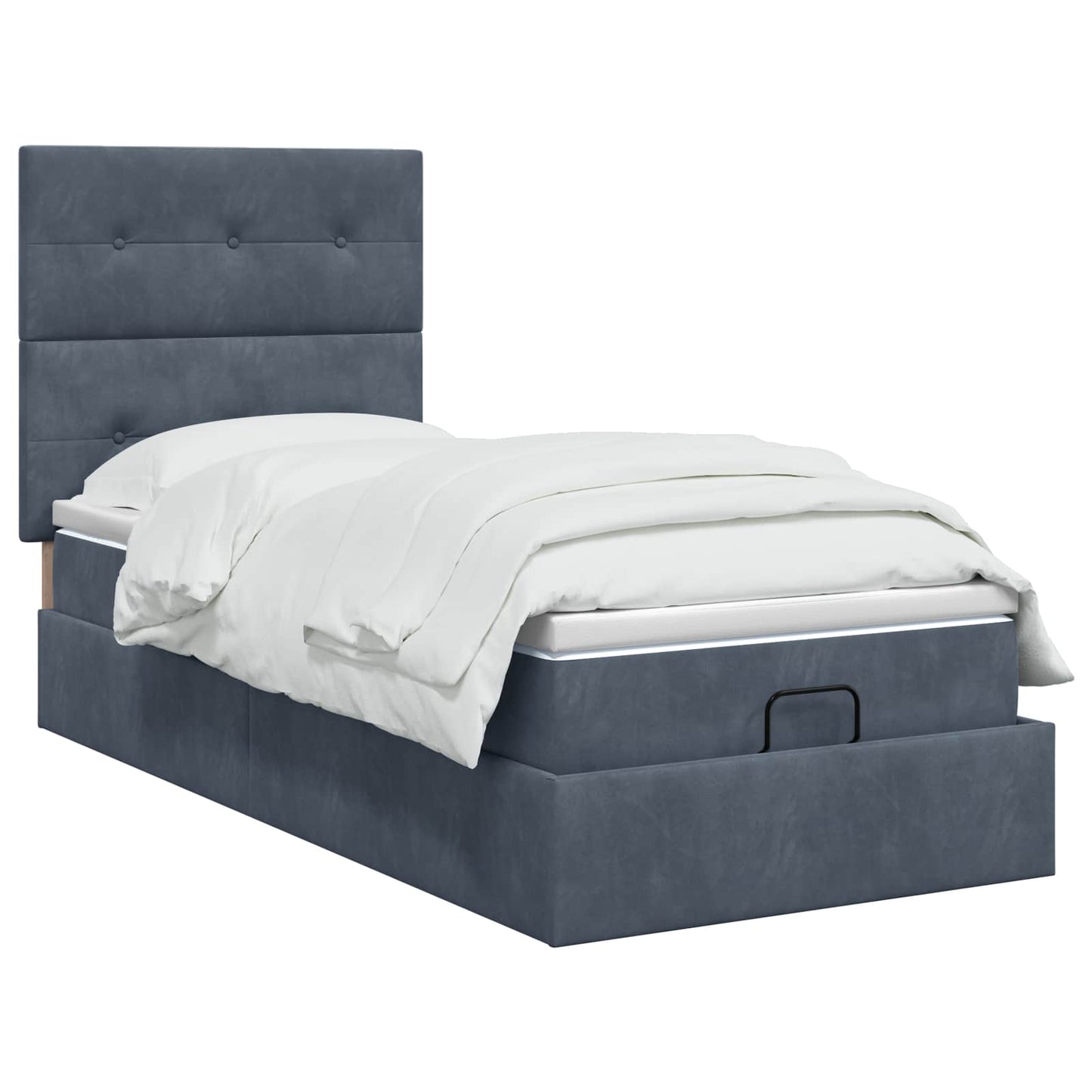 vidaXL Κρεβάτι Ottoman με στρώμα Σκούρο Γκρι 90 x 200 cm Βελούδο
