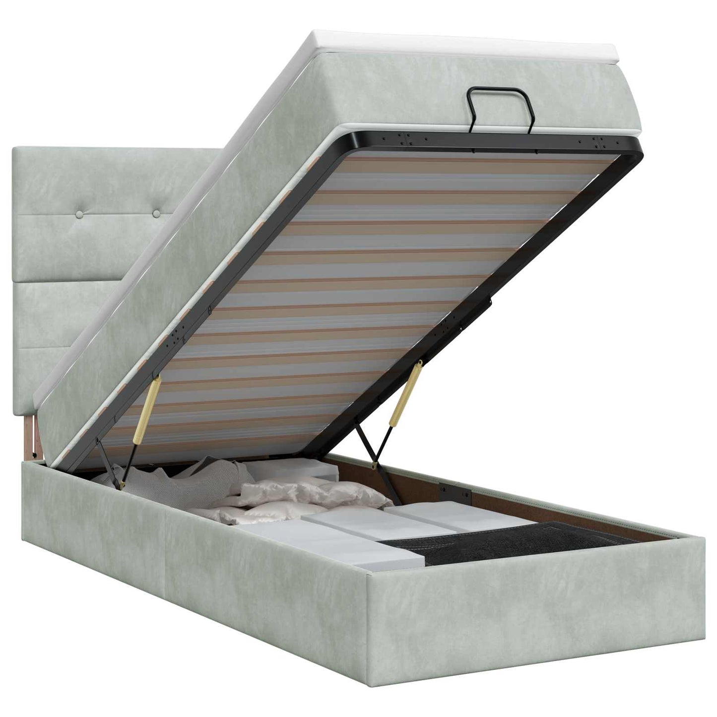vidaXL Κρεβάτι Ottoman με στρώμα Ανοιχτό γκρι 100 x 200 cm Βελούδο