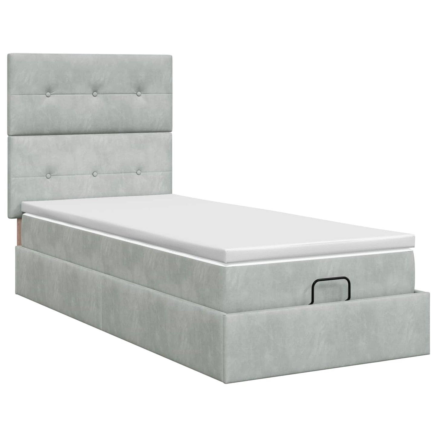 vidaXL Κρεβάτι Ottoman με στρώμα Ανοιχτό γκρι 100 x 200 cm Βελούδο