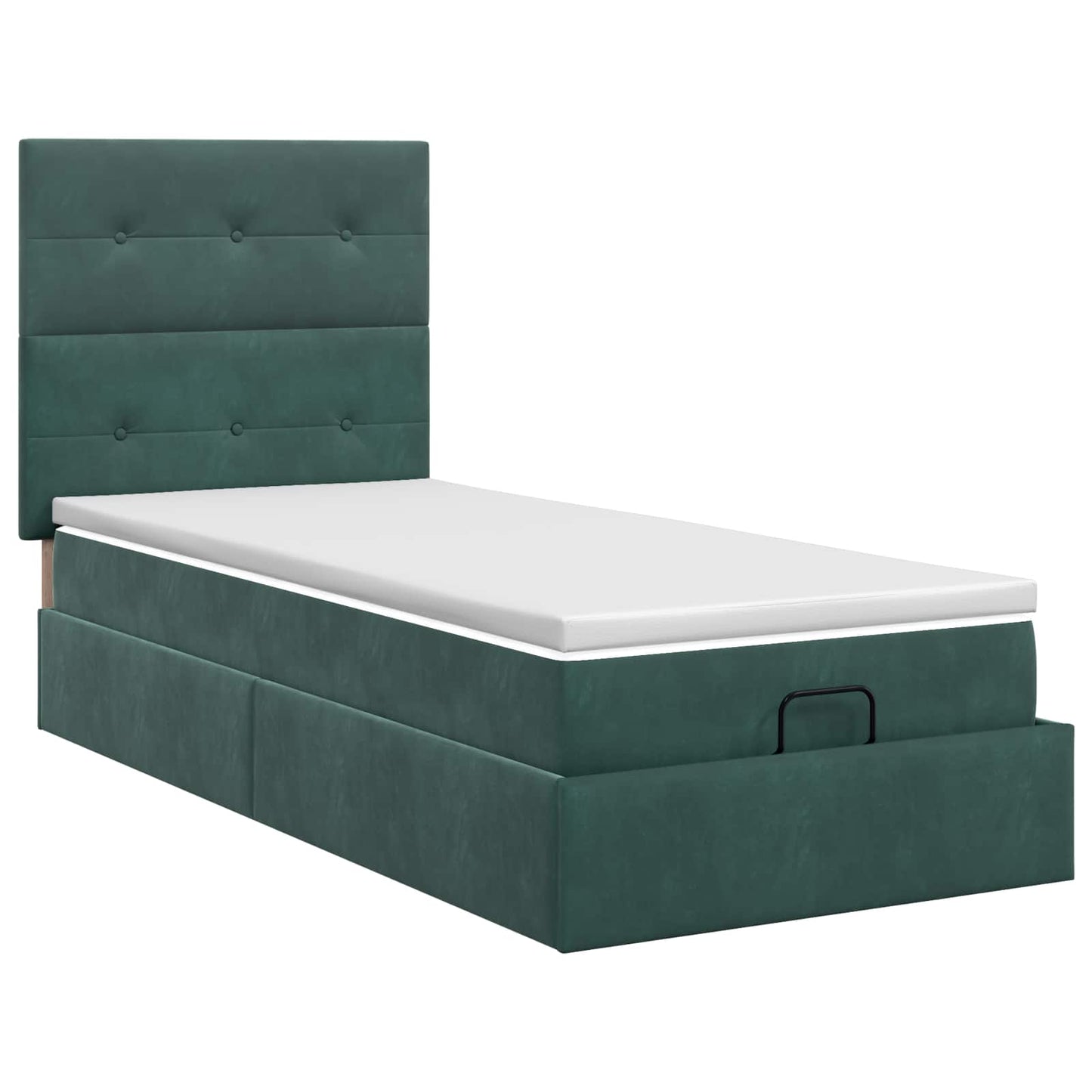 vidaXL Κρεβάτι Ottoman με στρώμα Σκούρο Πράσινο 100 x 200 cm Βελούδο