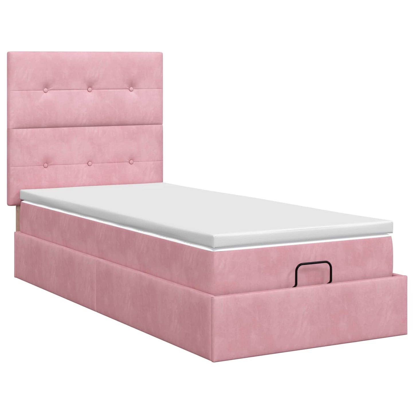 vidaXL Κρεβάτι Ottoman με στρώμα με κεφαλάρι Ροζ 100 x 200 cm Βελούδο