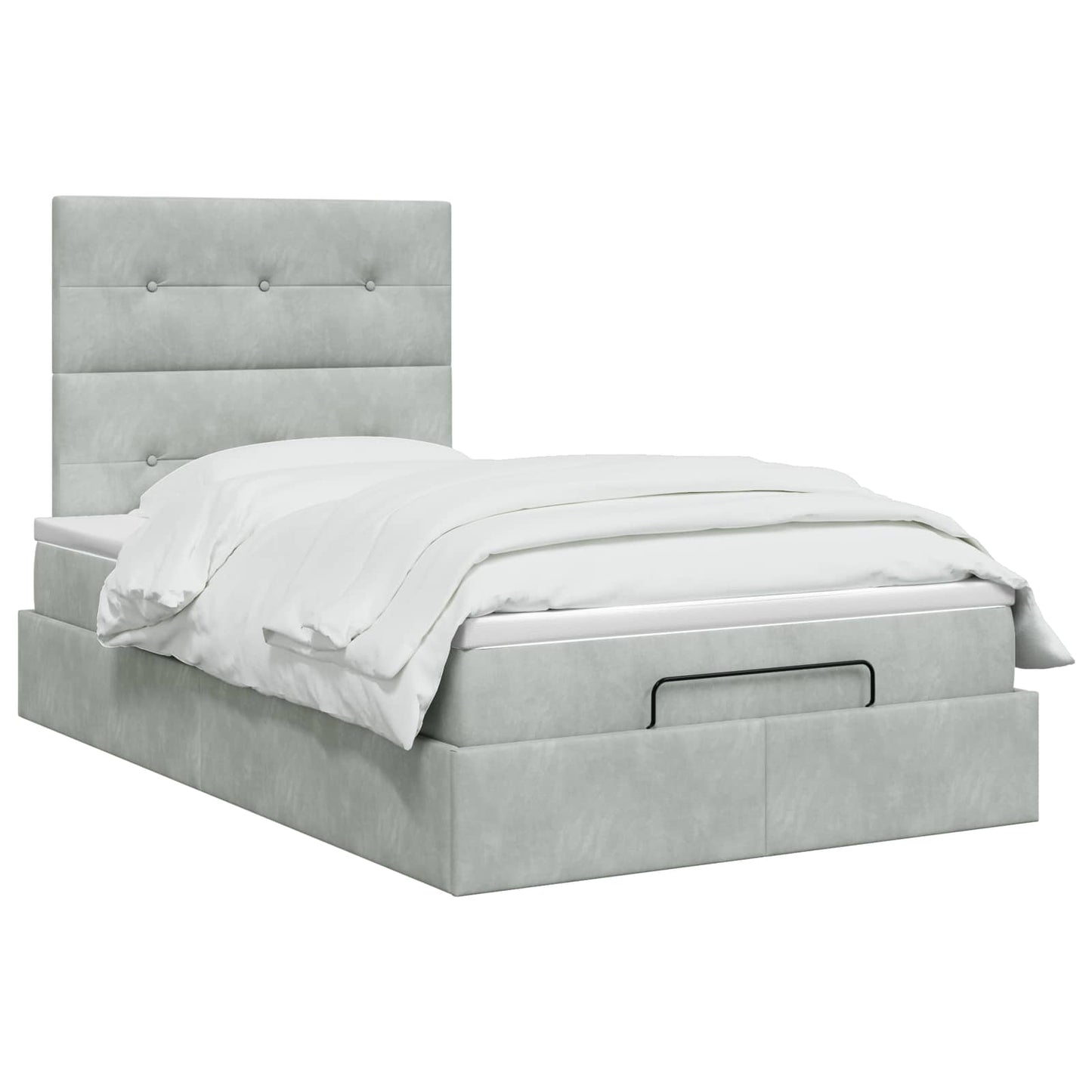 vidaXL Κρεβάτι Ottoman με στρώμα Ανοιχτό γκρι 120 x 190 cm Βελούδο