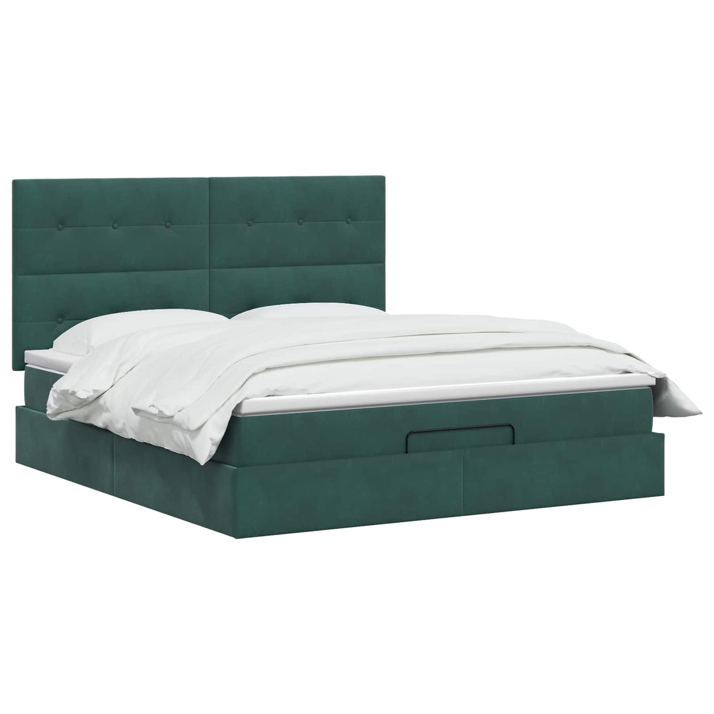 vidaXL Κρεβάτι Ottoman με στρώμα Σκούρο Πράσινο 160 x 200 cm Βελούδο