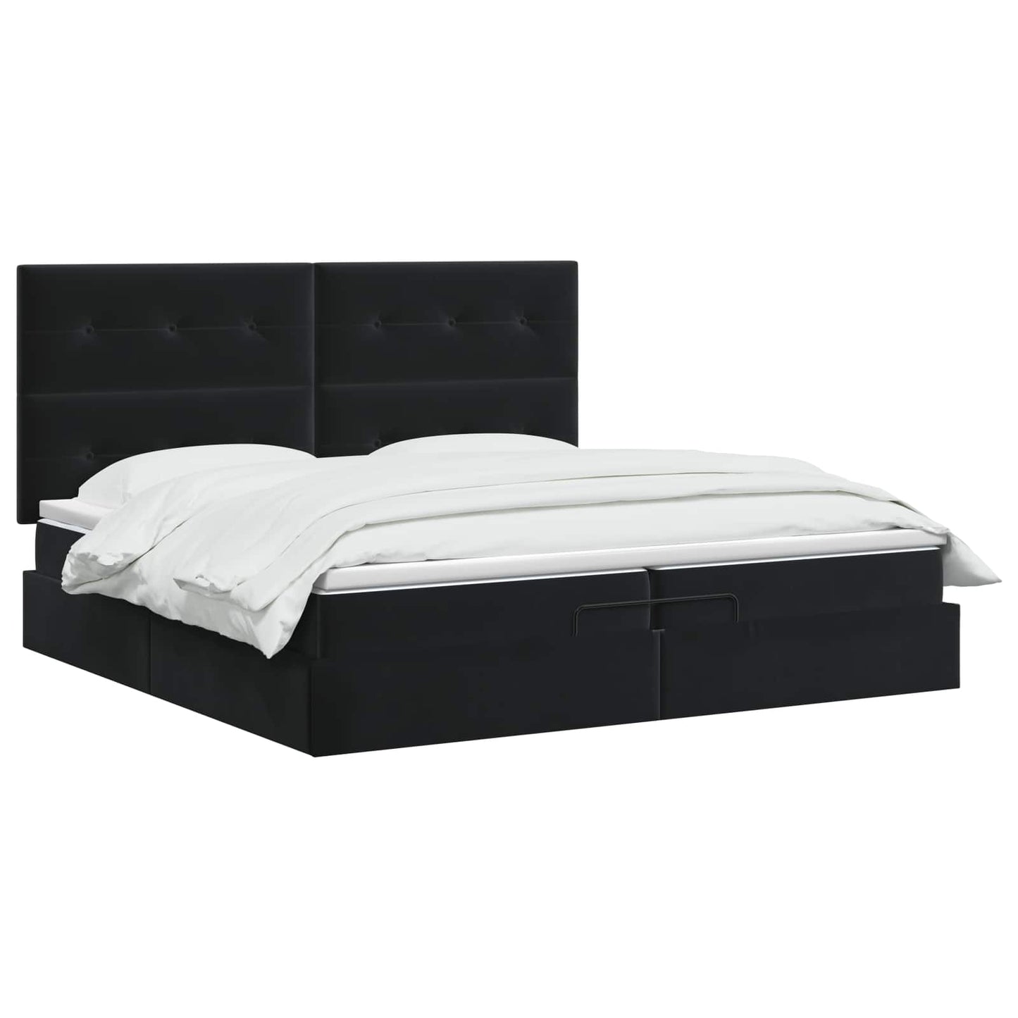 vidaXL Κρεβάτι Ottoman με στρώμα Μαύρο 200 x 200 cm Βελούδο
