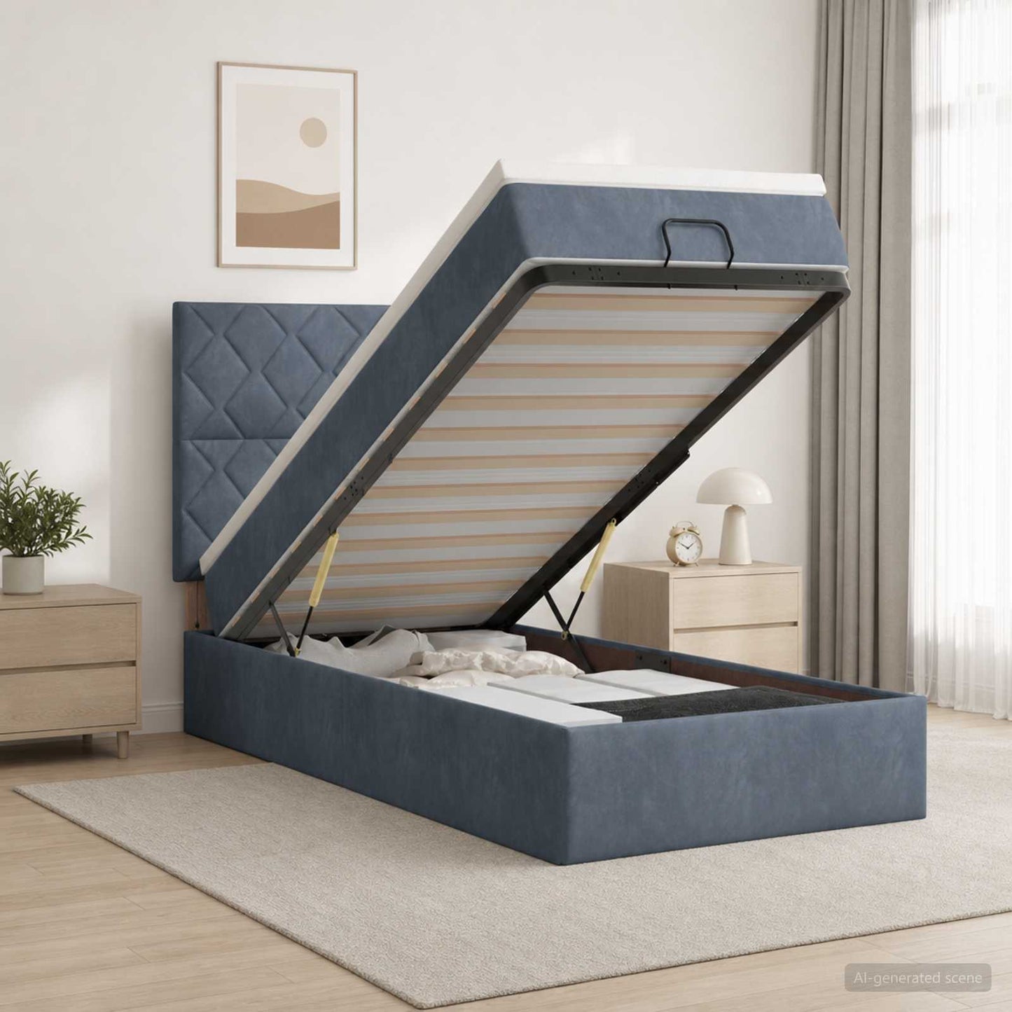 vidaXL Κρεβάτι Ottoman με στρώμα Σκούρο Γκρι 100 x 200 cm Βελούδο