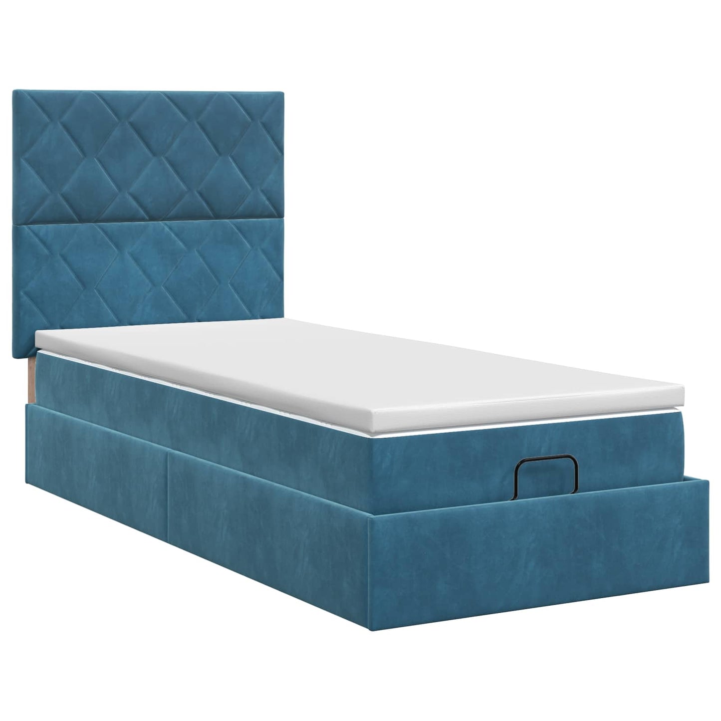 vidaXL Κρεβάτι Ottoman με στρώμα Σκούρο Μπλε 100 x 200 cm Βελούδο