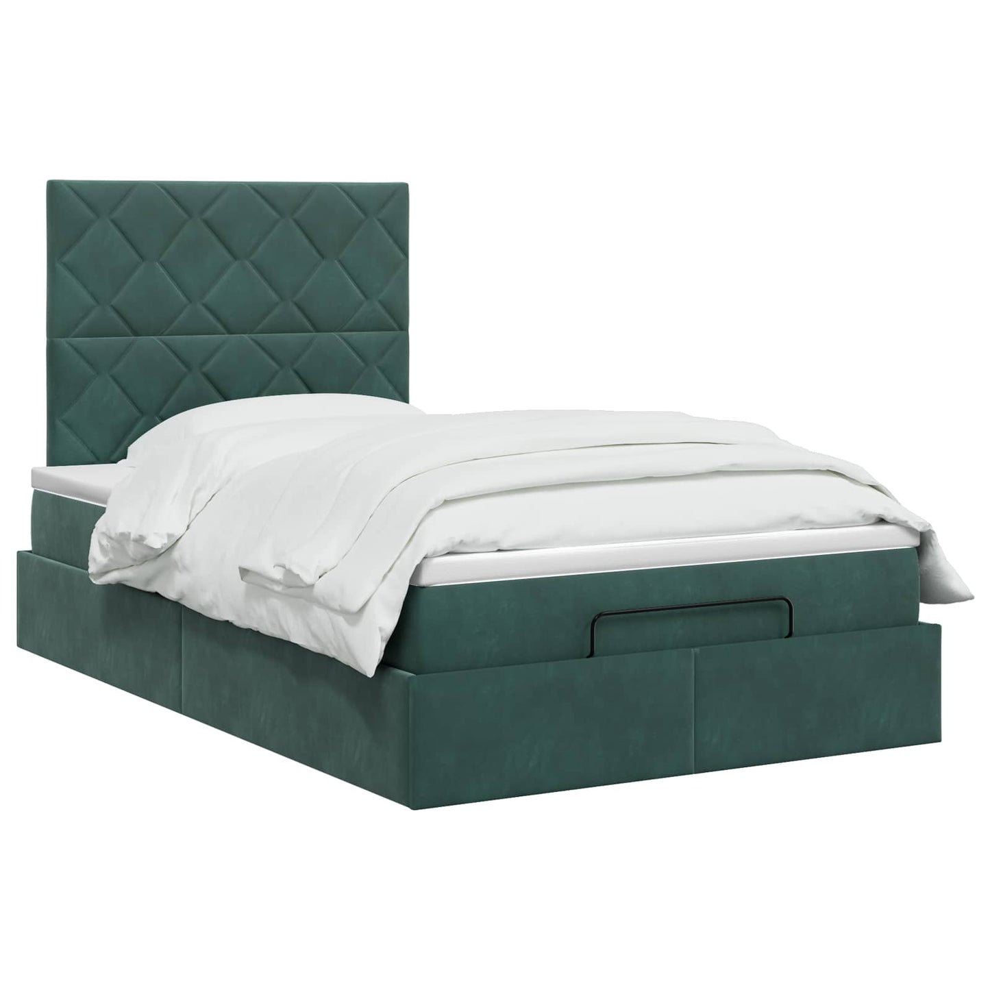 vidaXL Κρεβάτι Ottoman με στρώμα Σκούρο Πράσινο 120 x 200 cm Βελούδο