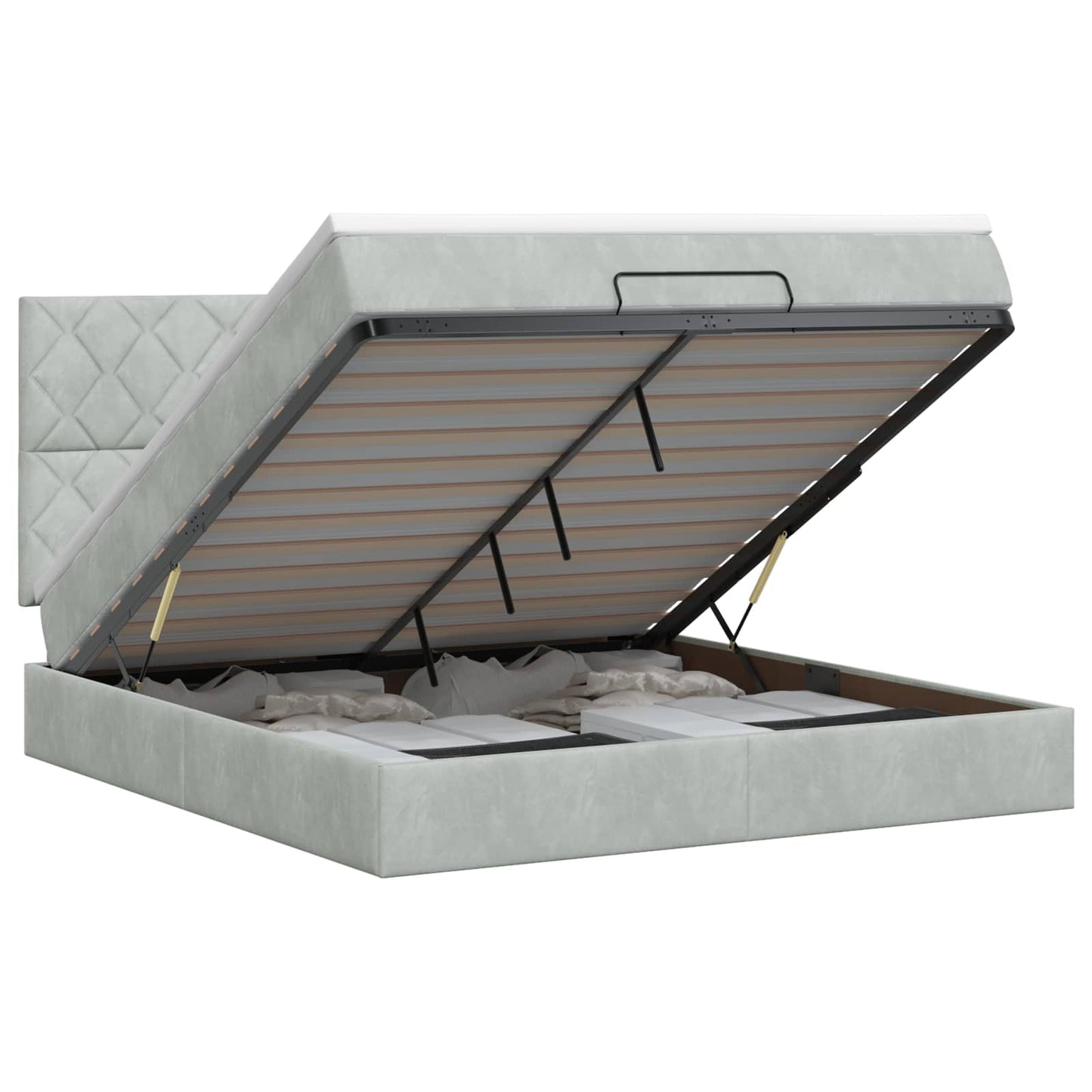 vidaXL Κρεβάτι Ottoman με στρώμα Ανοιχτό γκρι 140 x 190 cm Βελούδο