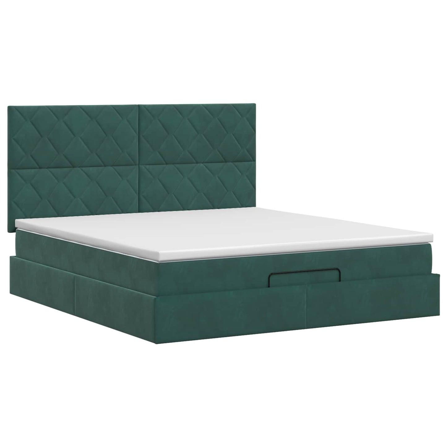vidaXL Κρεβάτι Ottoman με στρώμα Σκούρο Πράσινο 140 x 190 cm Βελούδο