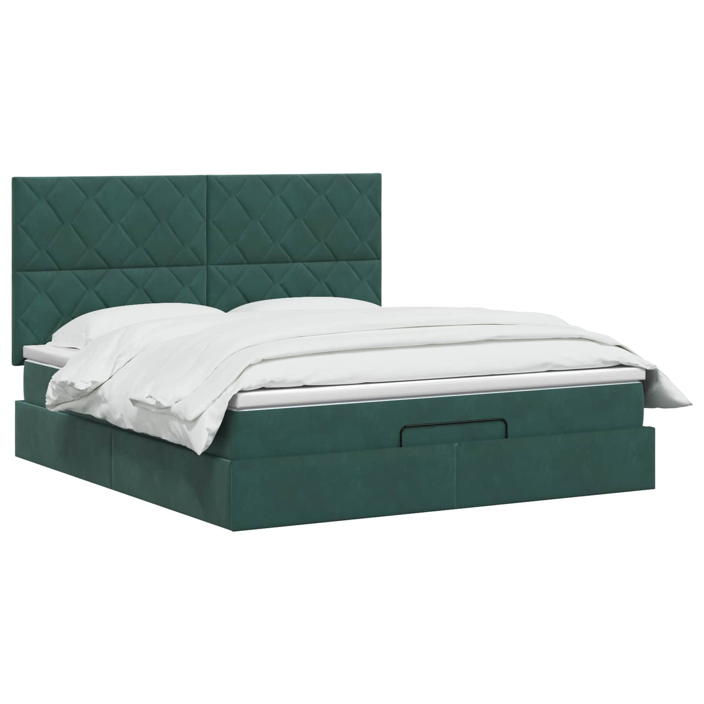 vidaXL Κρεβάτι Ottoman με στρώμα Σκούρο Πράσινο 140 x 190 cm Βελούδο