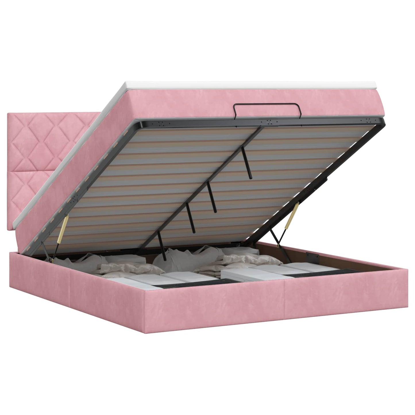 vidaXL Κρεβάτι Ottoman με στρώμα με κεφαλάρι Ροζ 180 x 200 cm Βελούδο