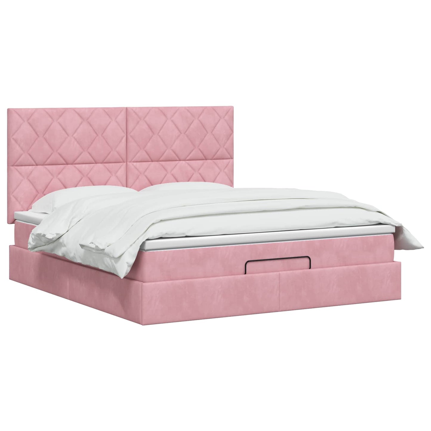 vidaXL Κρεβάτι Ottoman με στρώμα με κεφαλάρι Ροζ 180 x 200 cm Βελούδο
