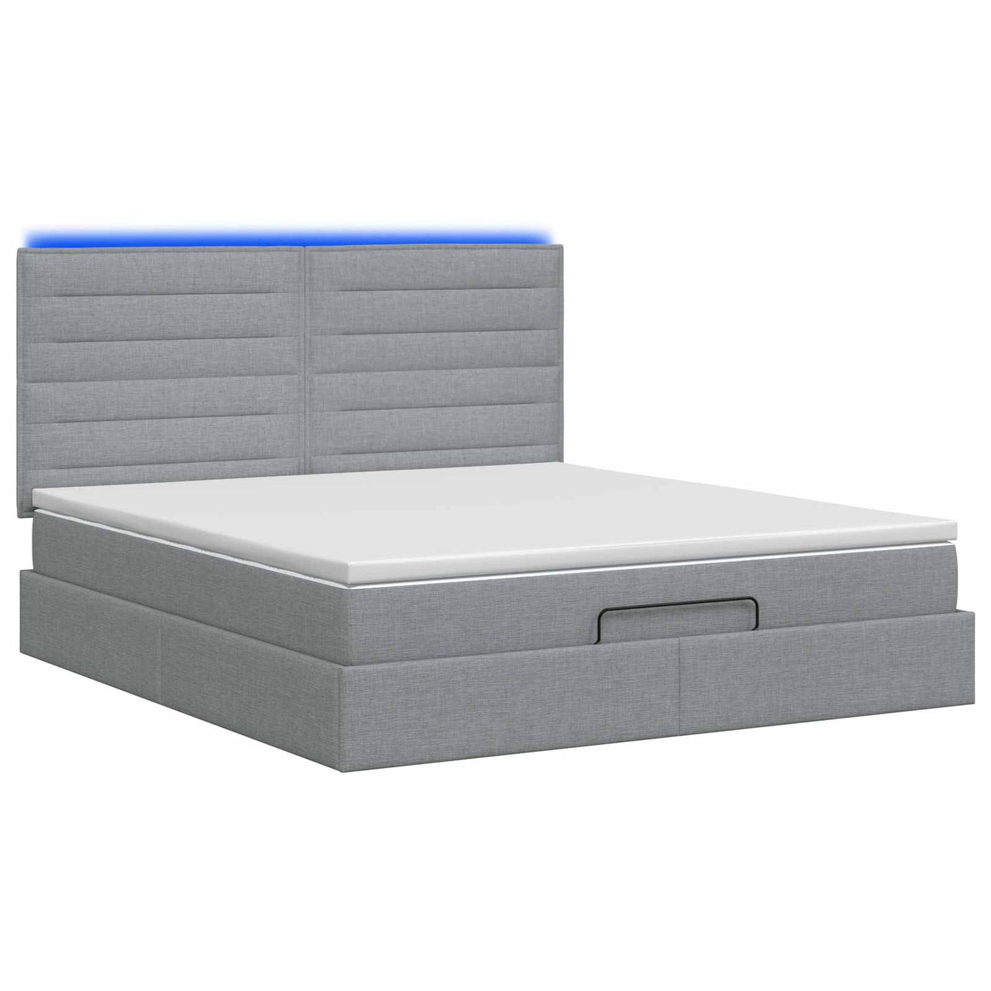 vidaXL Κρεβάτι Ottoman με Στρώμα και LED Ανοιχτό γκρι 140 x 190 cm