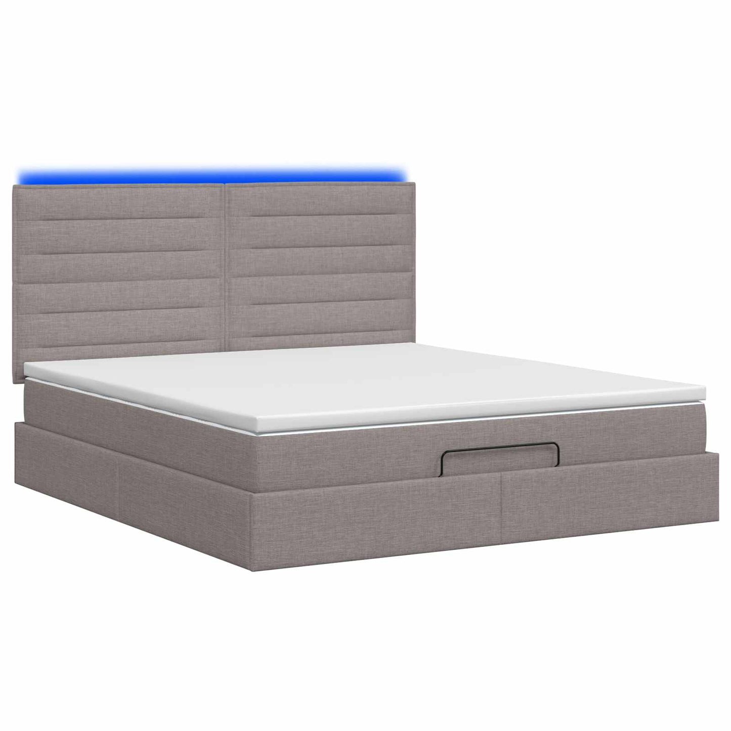 vidaXL Κρεβάτι Ottoman με Στρώμα και LED Taupe 140 x 190 cm Ύφασμα
