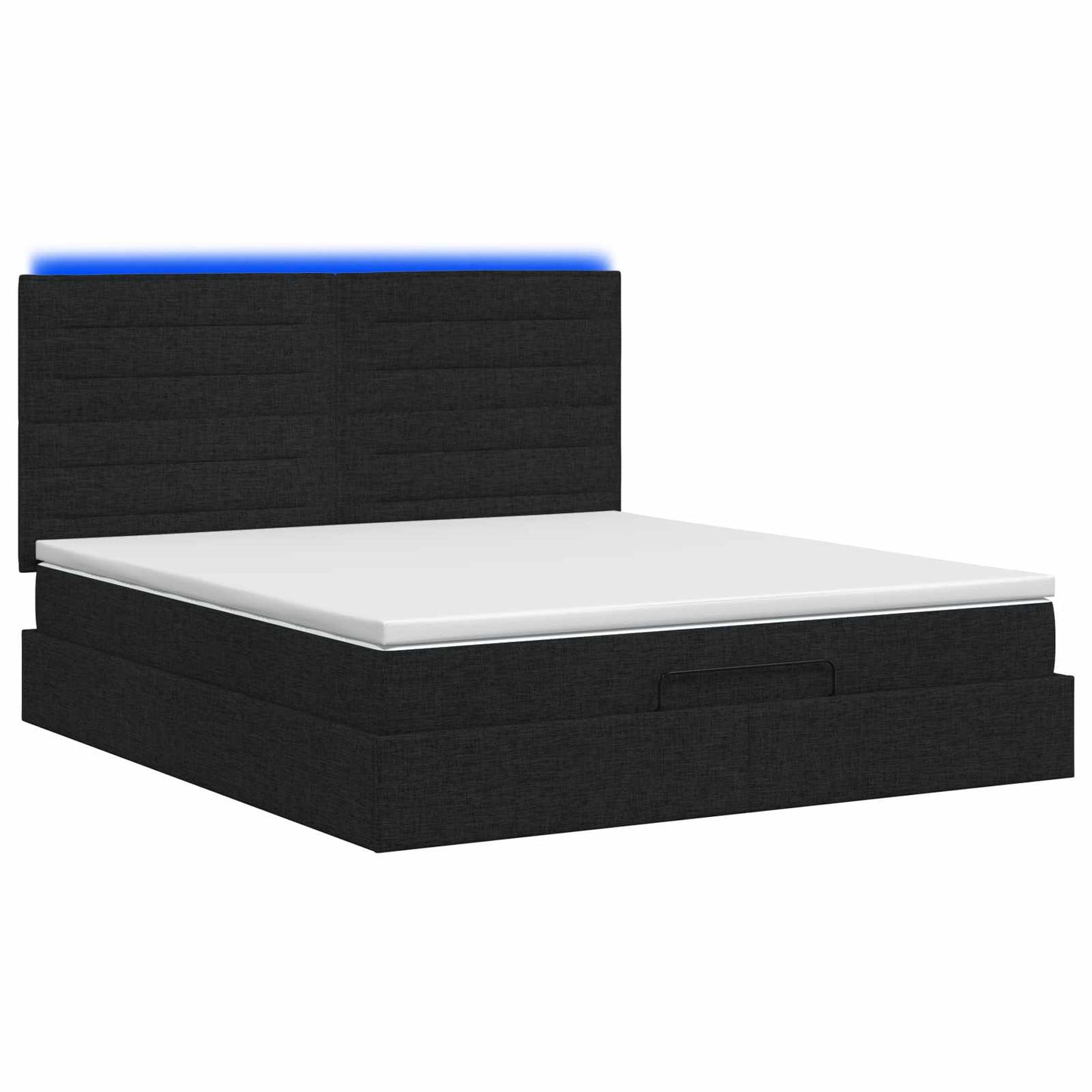vidaXL Κρεβάτι Ottoman με Στρώμα και LED Μαύρο 140 x 200 cm Ύφασμα