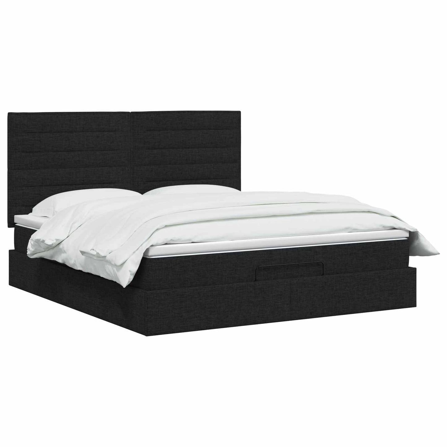 vidaXL Κρεβάτι Ottoman με Στρώμα και LED Μαύρο 160 x 200 cm Ύφασμα