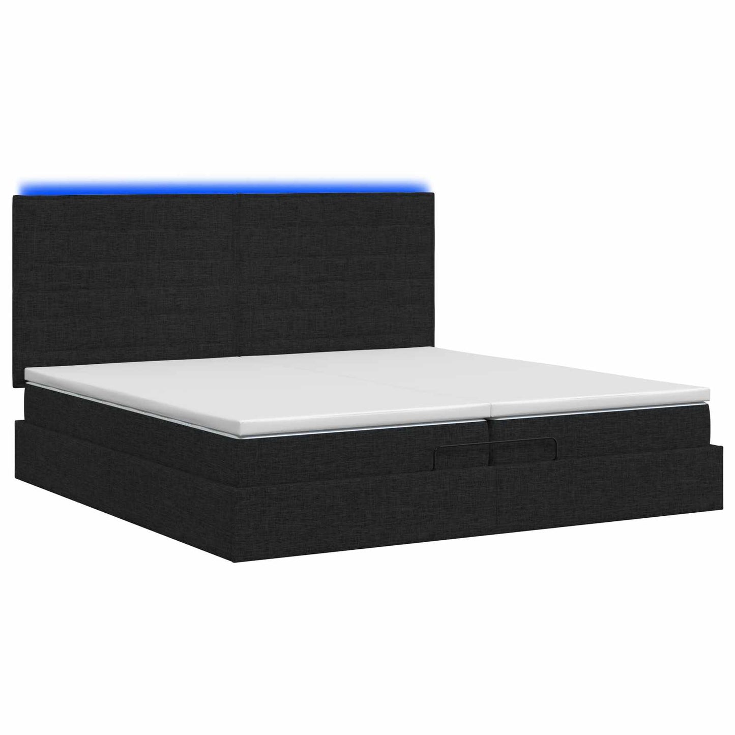vidaXL Κρεβάτι Ottoman με Στρώμα και LED Μαύρο 200 x 200 cm Ύφασμα