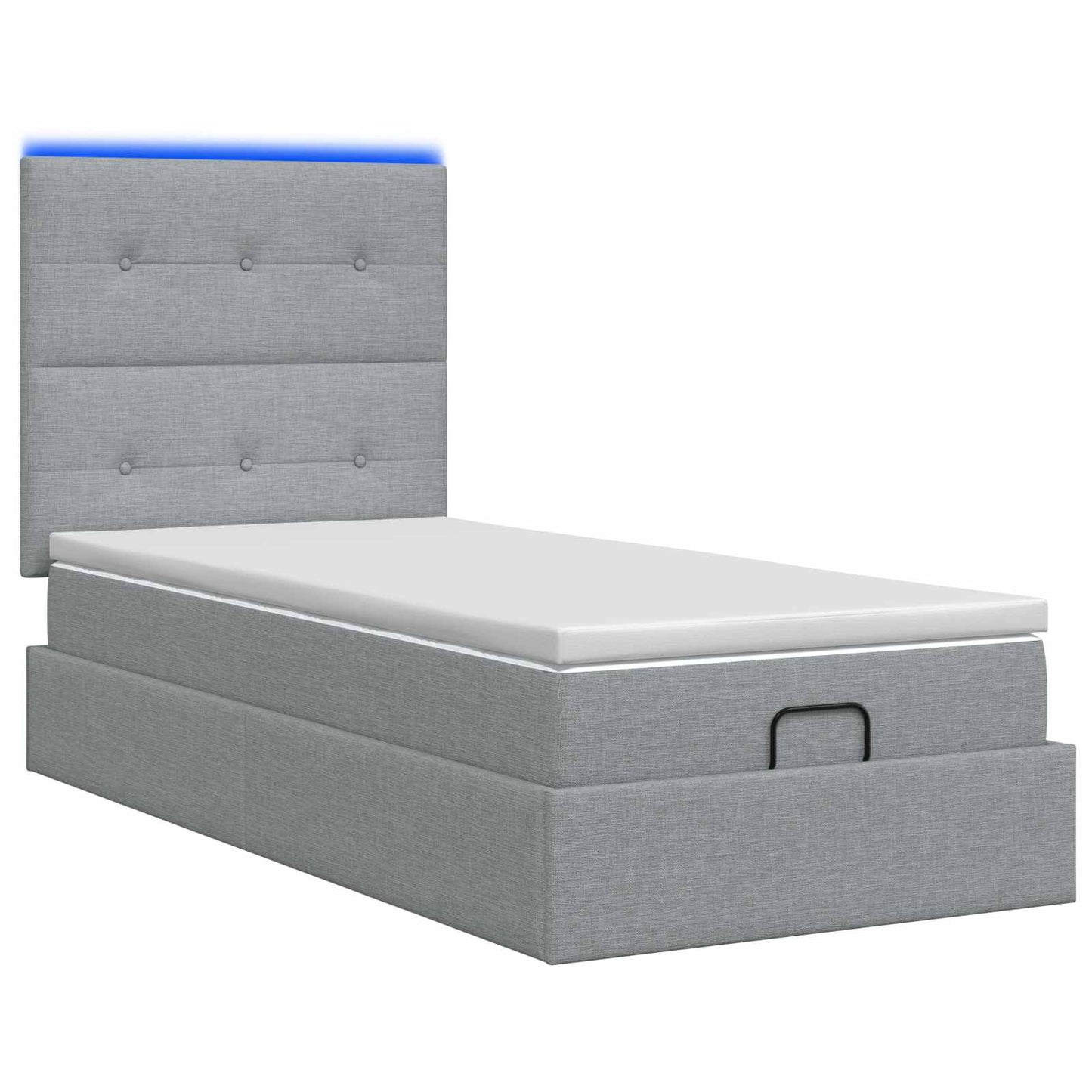 vidaXL Κρεβάτι Ottoman με Στρώμα και LED Ανοιχτό γκρι 90 x 200 cm