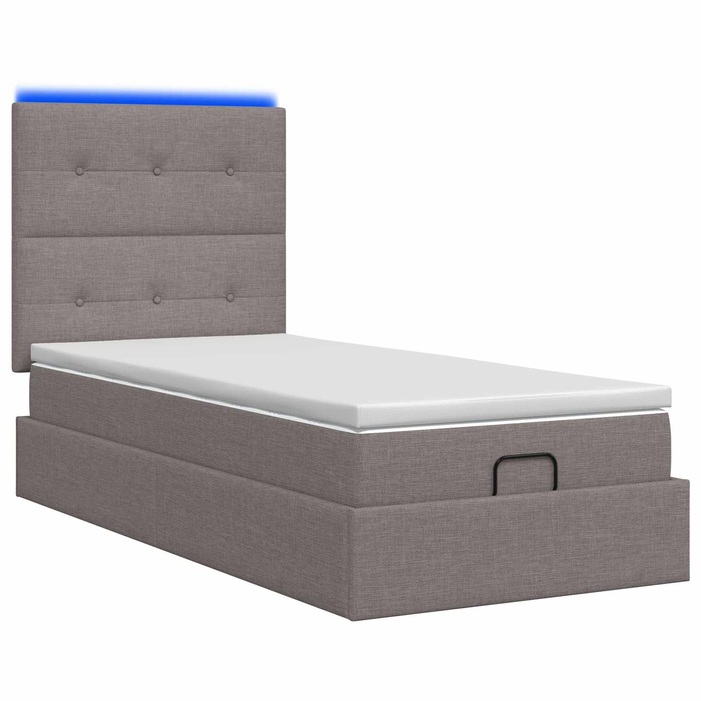 vidaXL Κρεβάτι Ottoman με Στρώμα και LED Taupe 90 x 200 cm Ύφασμα