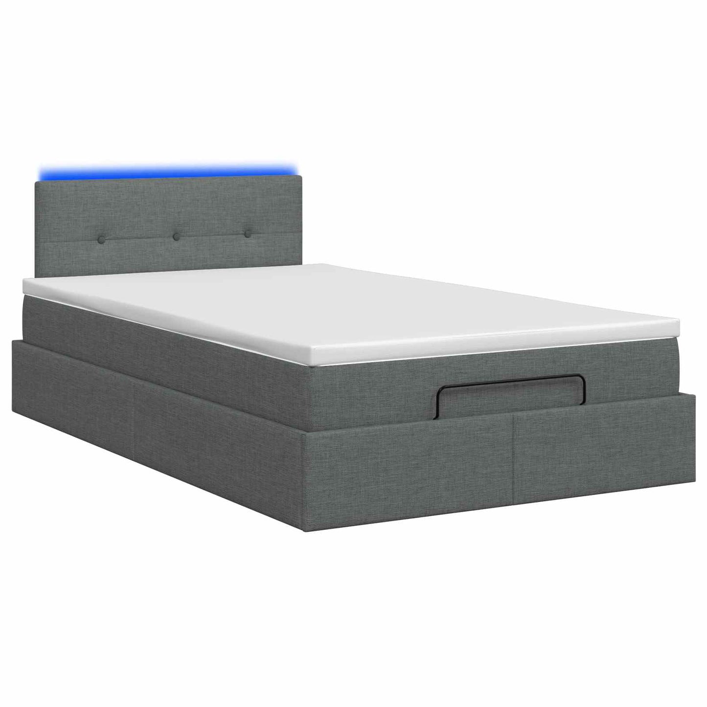 vidaXL Κρεβάτι Ottoman με Στρώμα και LED Σκούρο Γκρι 120 x 190 cm