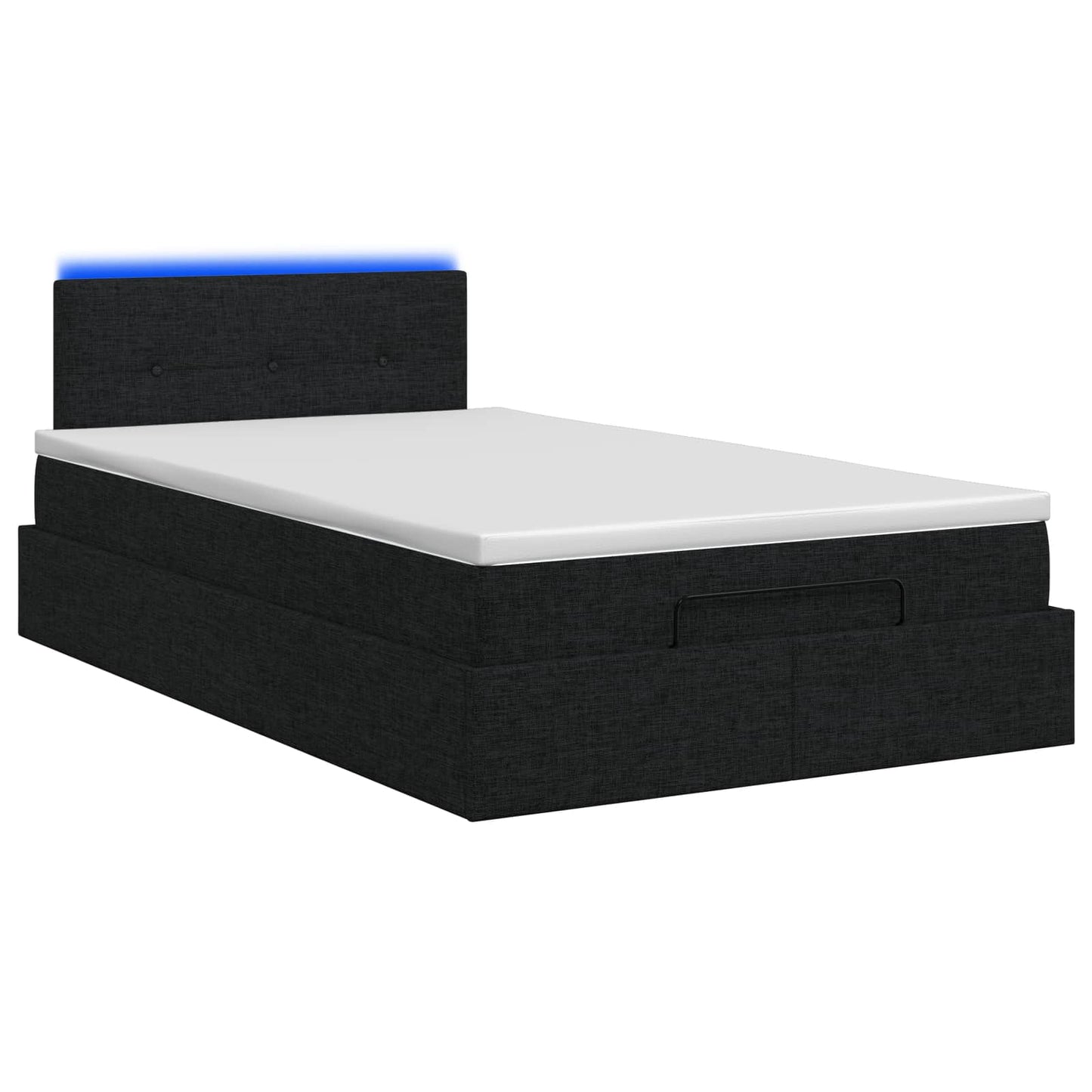 vidaXL Κρεβάτι Ottoman με Στρώμα και LED Μαύρο 120 x 190 cm Ύφασμα