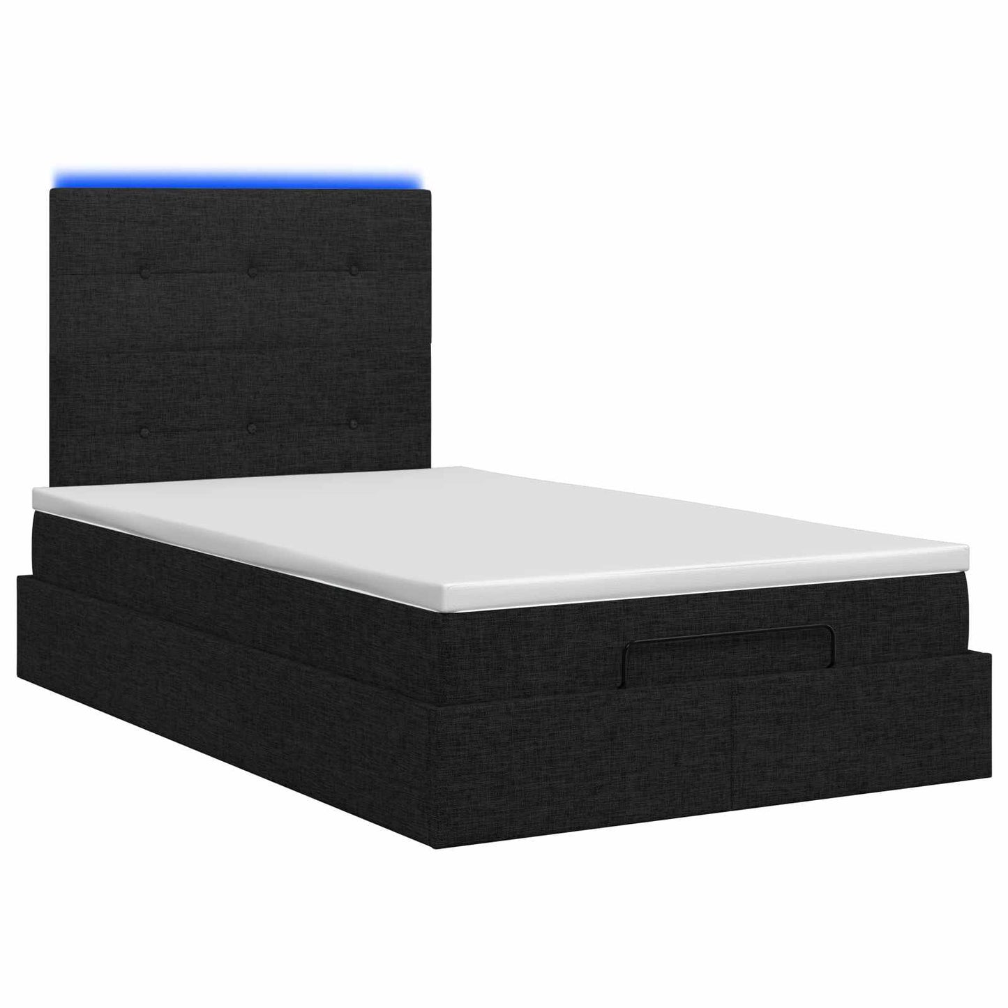 vidaXL Κρεβάτι Ottoman με Στρώμα και LED Μαύρο 120 x 200 cm Ύφασμα