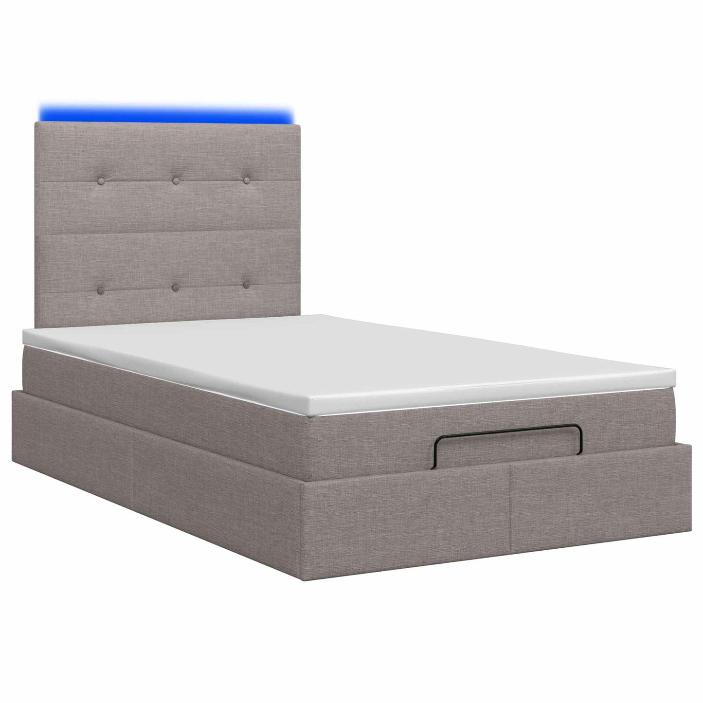 vidaXL Κρεβάτι Ottoman με Στρώμα και LED Taupe 120 x 200 cm Ύφασμα