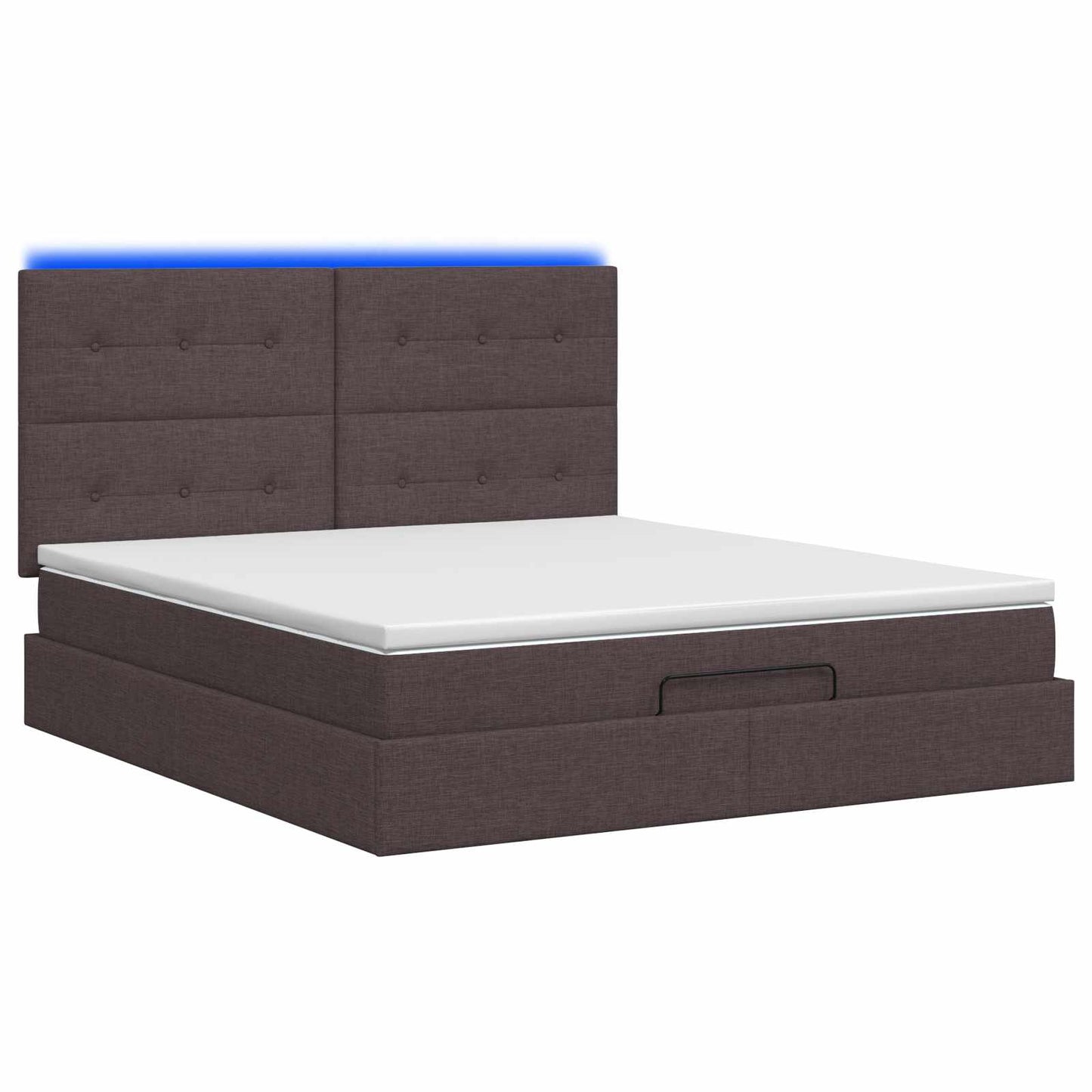 vidaXL Κρεβάτι Ottoman με Στρώμα και LED Σκούρο Καφέ 140 x 200 cm