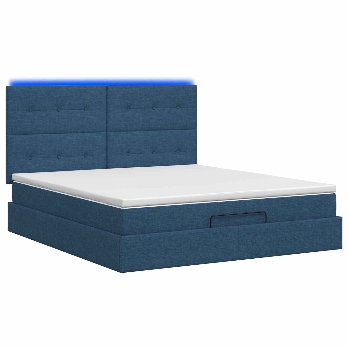 vidaXL Κρεβάτι Ottoman με Στρώμα και LED Μπλε 140 x 200 cm Ύφασμα