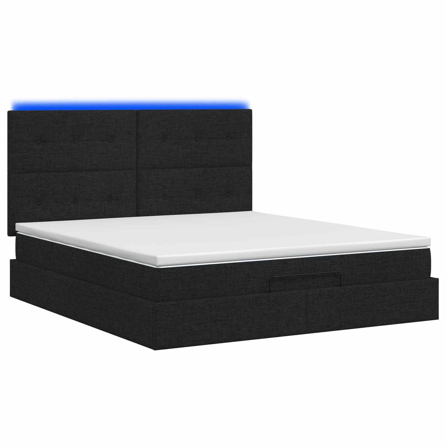 vidaXL Κρεβάτι Ottoman με Στρώμα και LED Μαύρο 180 x 200 cm Ύφασμα
