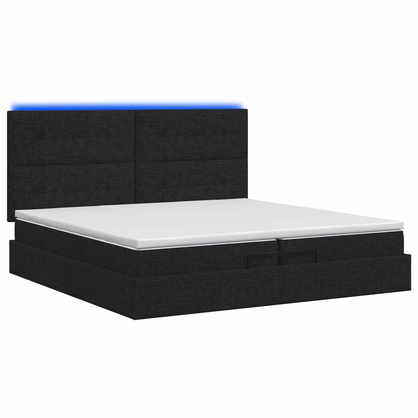 vidaXL Κρεβάτι Ottoman με Στρώμα και LED Μαύρο 200 x 200 cm Ύφασμα