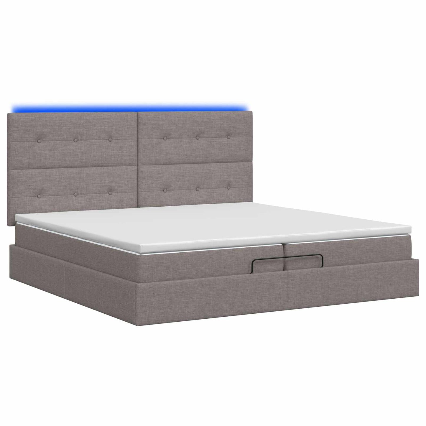 vidaXL Κρεβάτι Ottoman με Στρώμα και LED Taupe 200 x 200 cm Ύφασμα