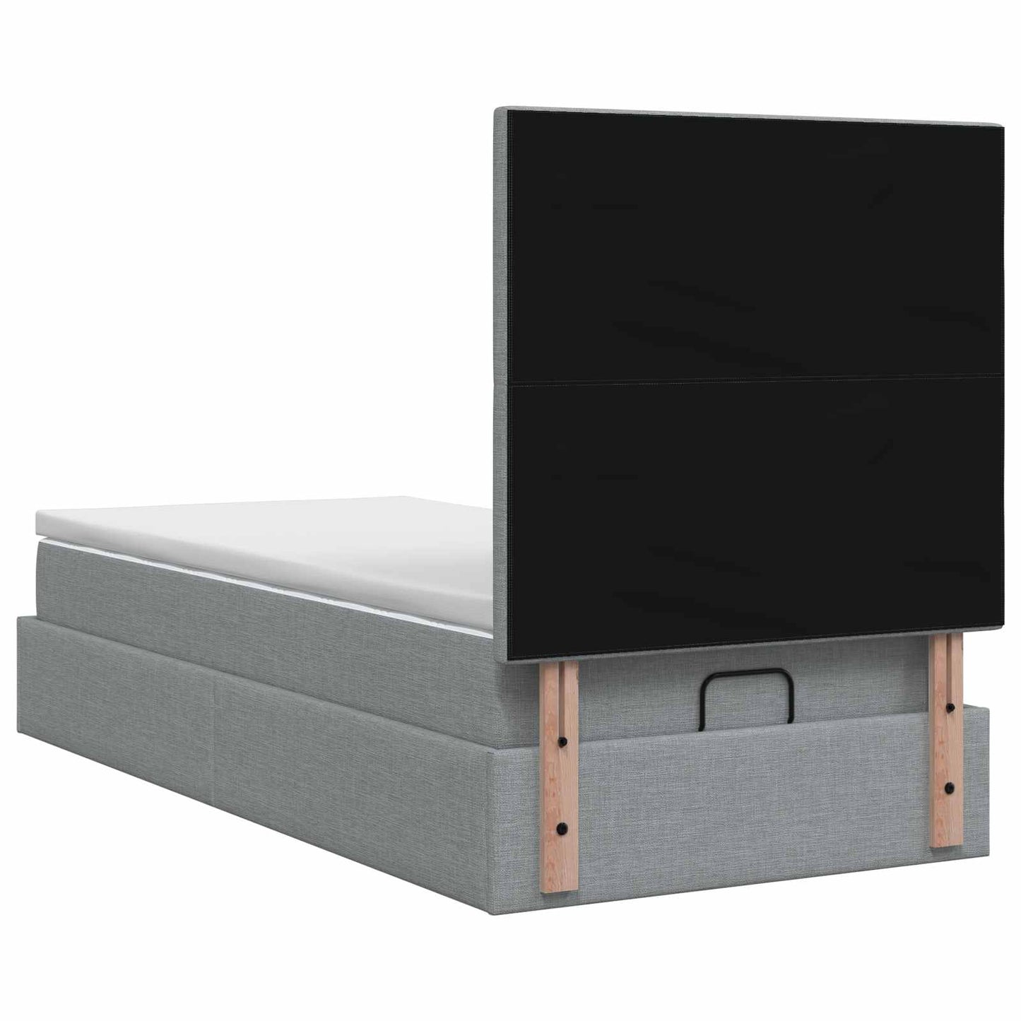 vidaXL Κρεβάτι Ottoman με Στρώμα και LED Ανοιχτό γκρι 90 x 190 cm