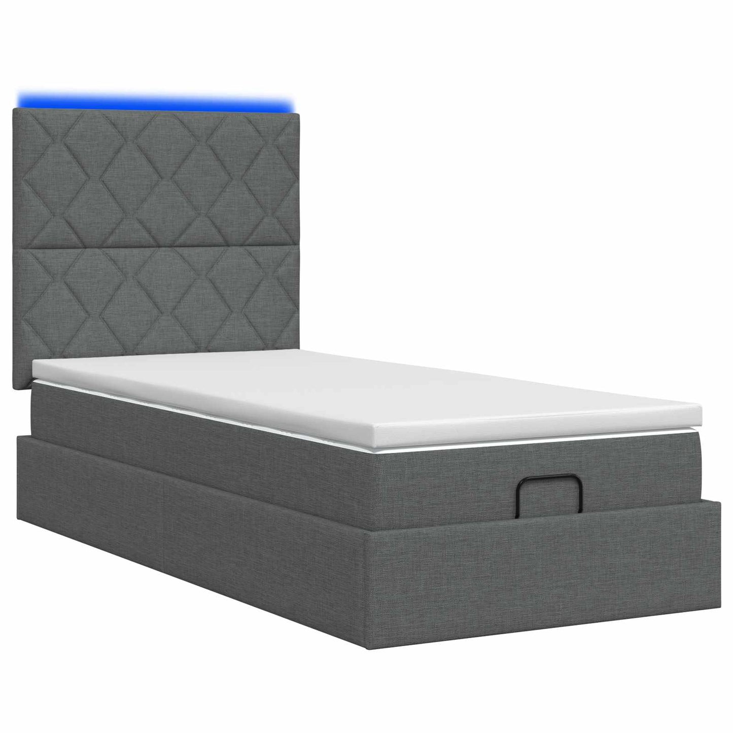 vidaXL Κρεβάτι Ottoman με Στρώμα και LED Σκούρο Γκρι 90 x 190 cm