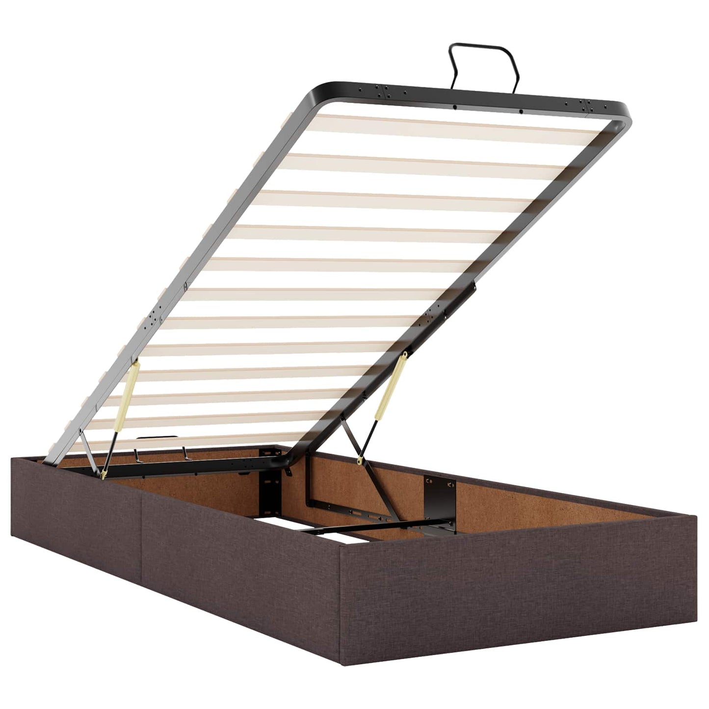 vidaXL Κρεβάτι Ottoman με Στρώμα και LED Σκούρο Καφέ 90 x 190 cm