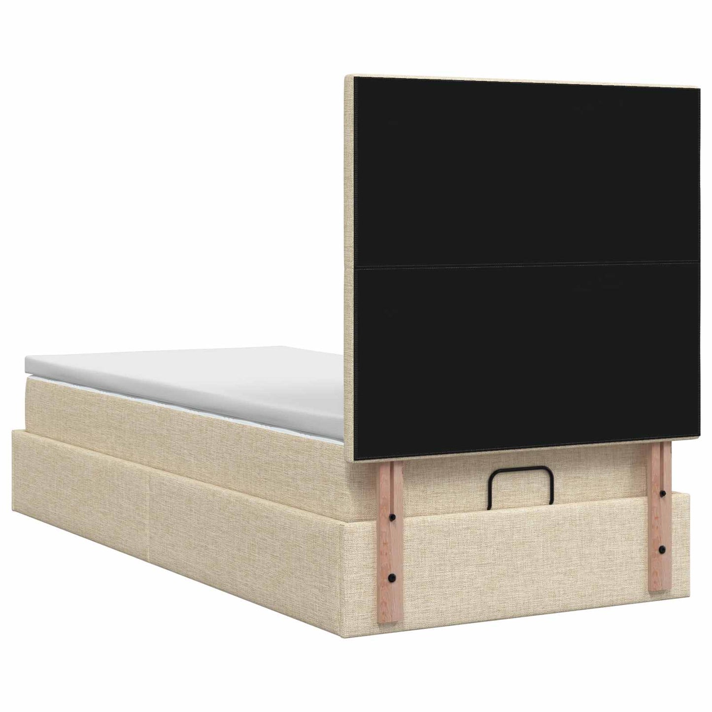 vidaXL Κρεβάτι Ottoman με Στρώμα και LED Κρεμ 90 x 190 cm Ύφασμα