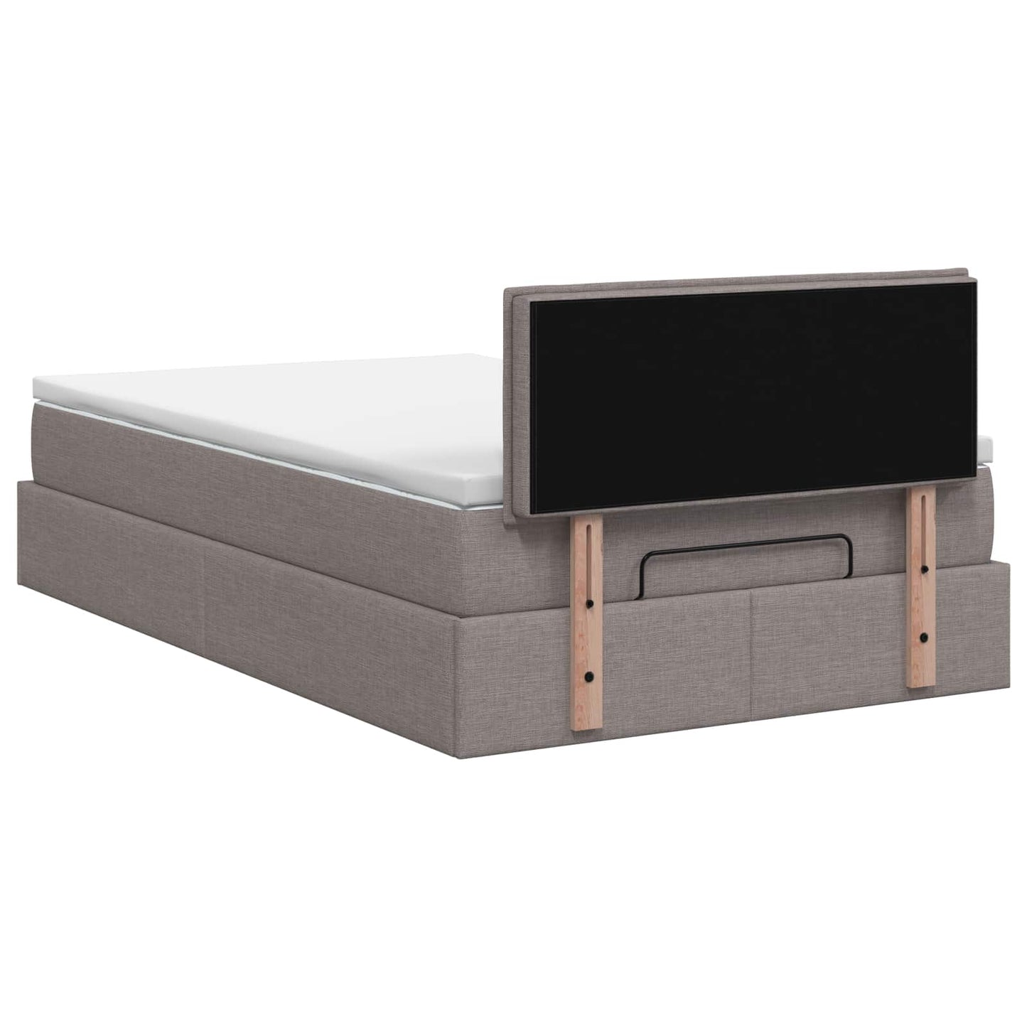 vidaXL Κρεβάτι Ottoman με Στρώμα και LED Taupe 120 x 190 cm Ύφασμα