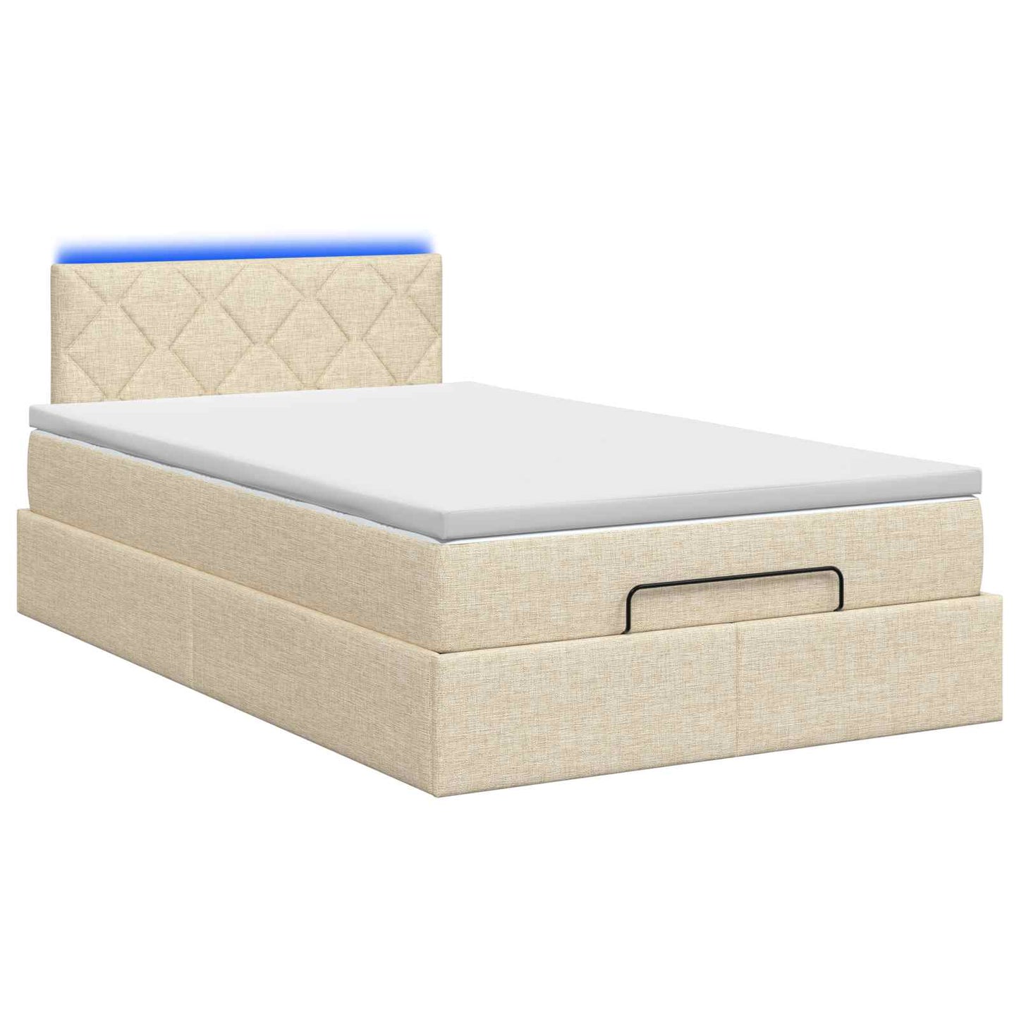 vidaXL Κρεβάτι Ottoman με Στρώμα και LED Κρεμ 120 x 190 cm Ύφασμα