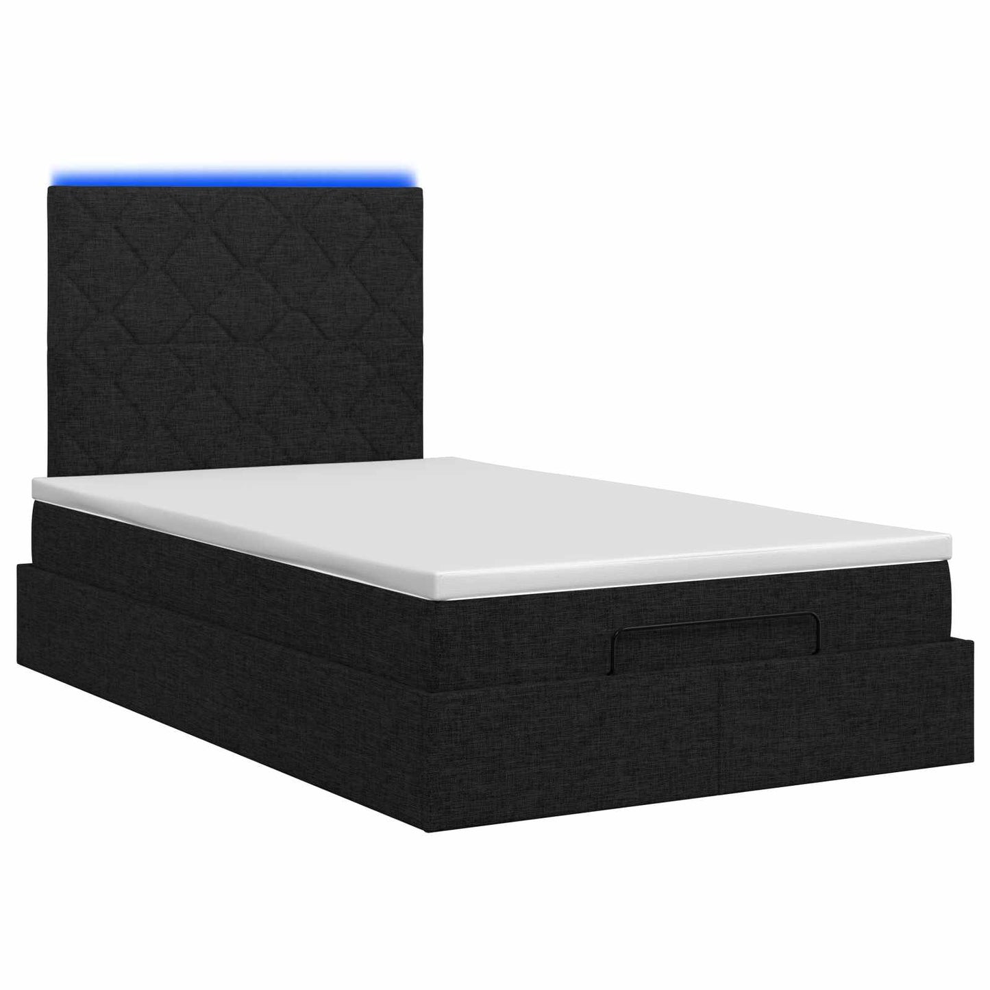 vidaXL Κρεβάτι Ottoman με Στρώμα και LED Μαύρο 120 x 200 cm Ύφασμα