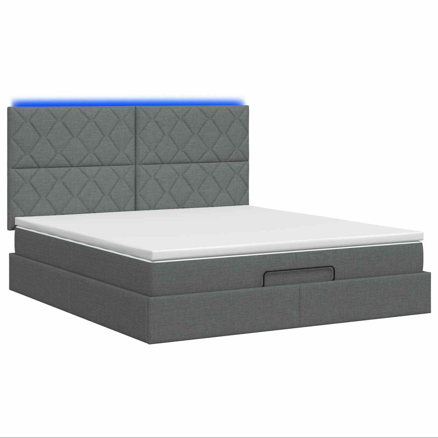 vidaXL Κρεβάτι Ottoman με Στρώμα και LED Σκούρο Γκρι 140 x 190 cm