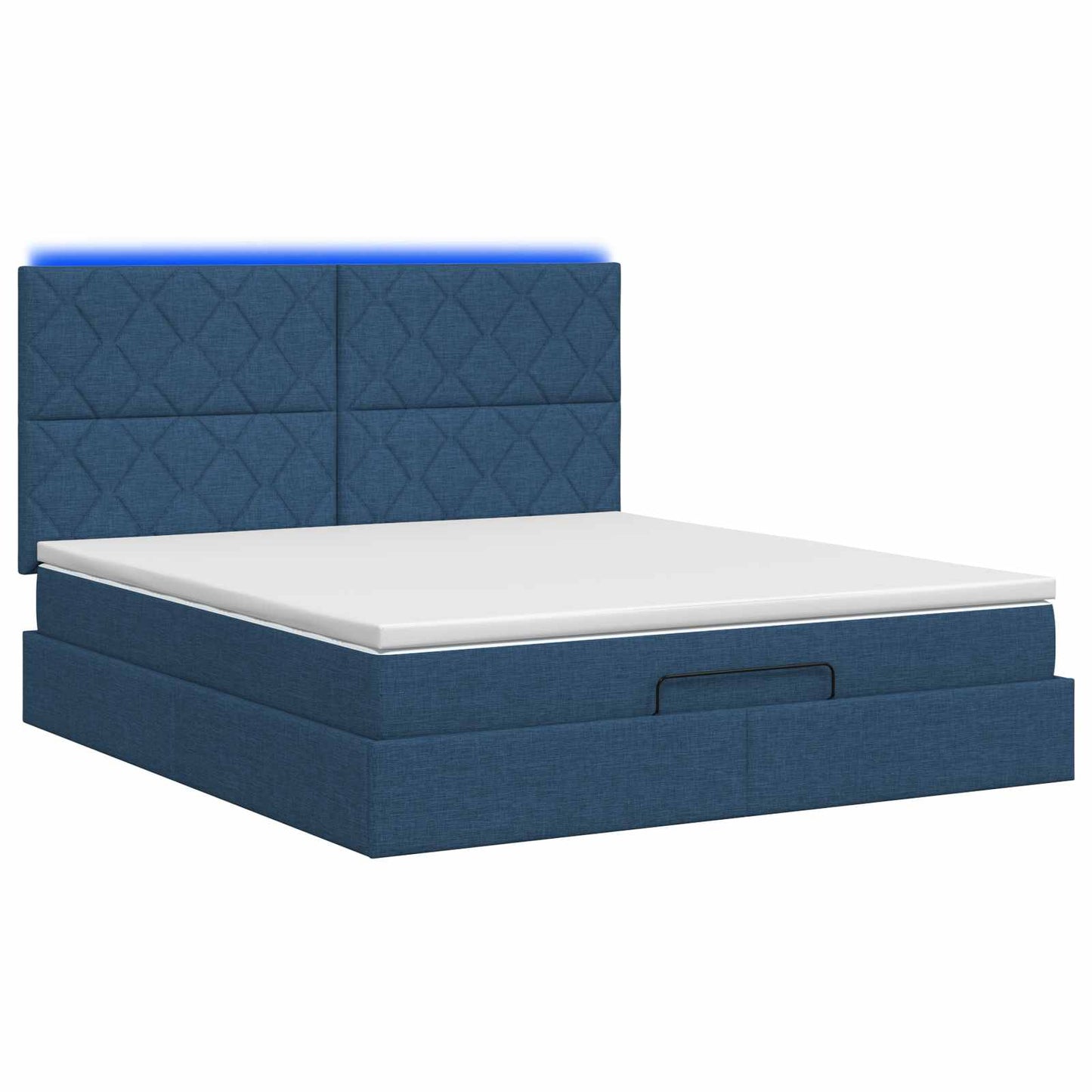 vidaXL Κρεβάτι Ottoman με Στρώμα και LED Μπλε 140 x 190 cm Ύφασμα